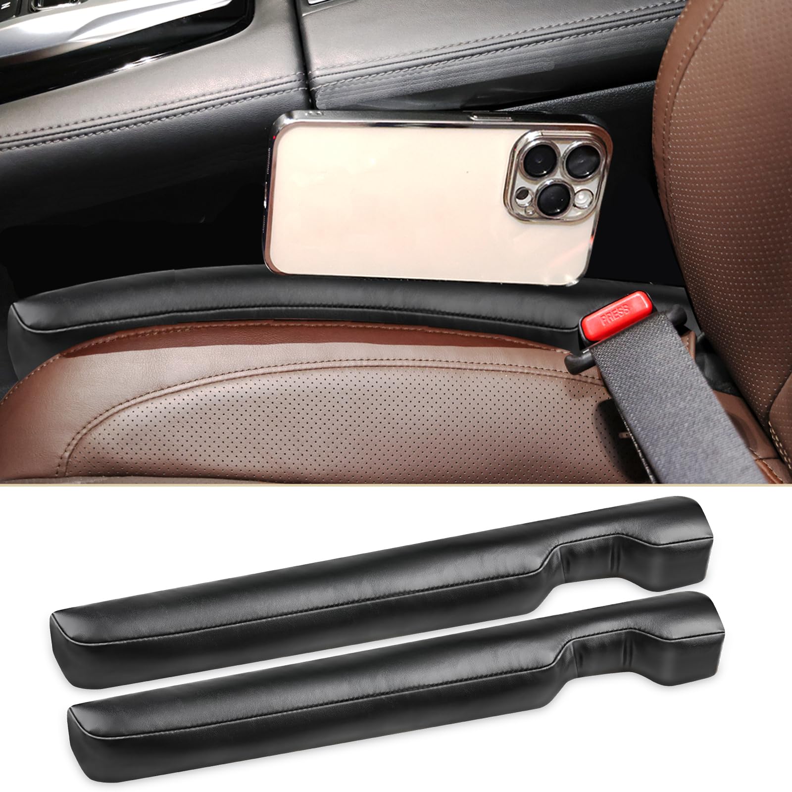 Axutous Leather Car Seat Gap Filler Universal For Car Suv Truck Fit Organizer Fill The Gap Between Seat And Console Stop Things