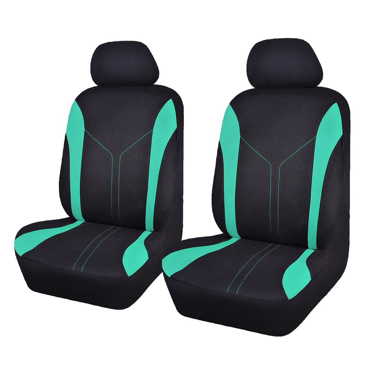 Flying Banner Car Seat Covers 2 Front Seats Mesh Fabric Splicing Polyester Cover Black With Green Color