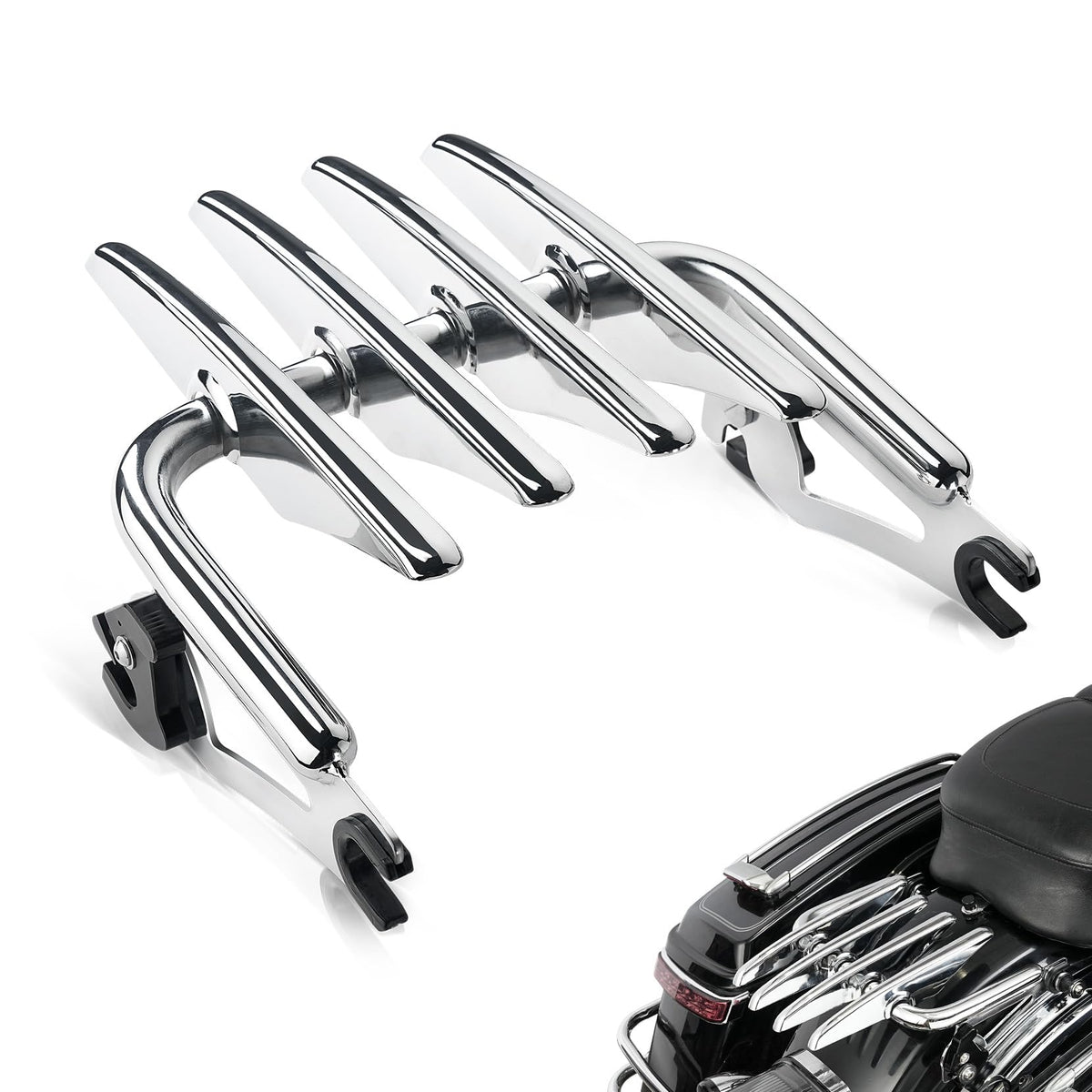 Pbymt Chrome Detachable Stealth Mounting Luggage Rack Compatible For Harley Touring Street Glide Road King Electra Glide 2009-20