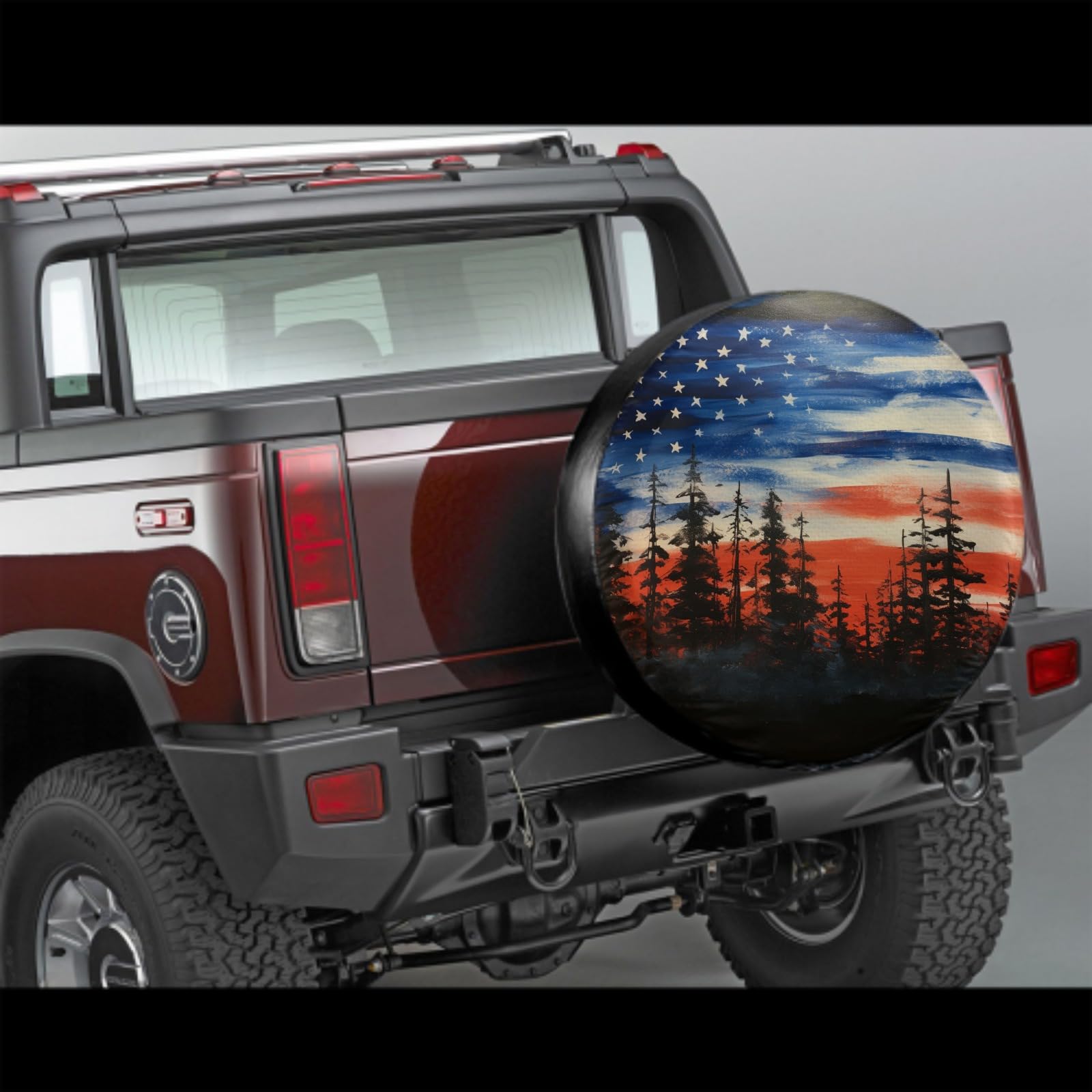 Spare Tire Cover American Flag Waterproof Dust-Proof Universal 14 Inch Wheel Protectors Camper Tire Cover Fit For Rv Trailer Tru