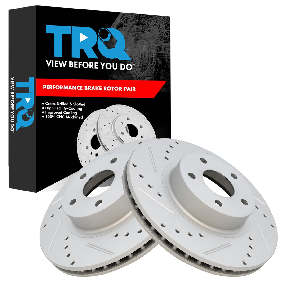 Trq Front Performance Brake Rotor Drilled Slotted Pair Set For 2005-2006 9-2X / 2013-2016 Brz / 1998-2002 Forester / 2013-2015 F
