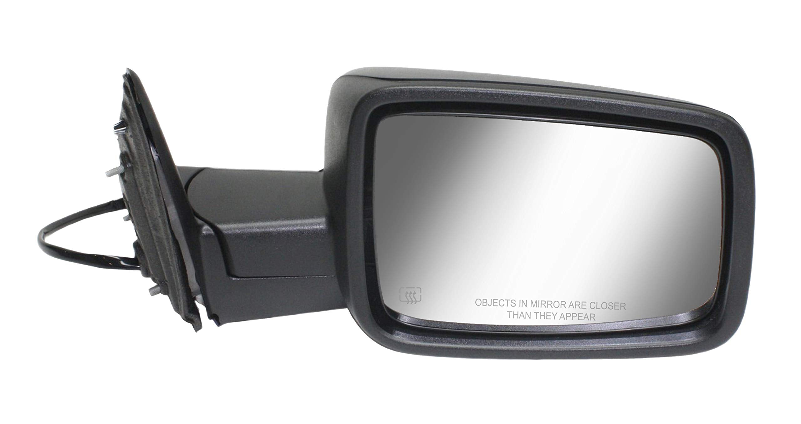 Kool Vue Passenger Side Power Heated Mirror for Ram 1500 2014-2018 Manual Fold Without Signal Light & Puddle Lamp Textured With Remote Entry Group Package, w/o Towing Package