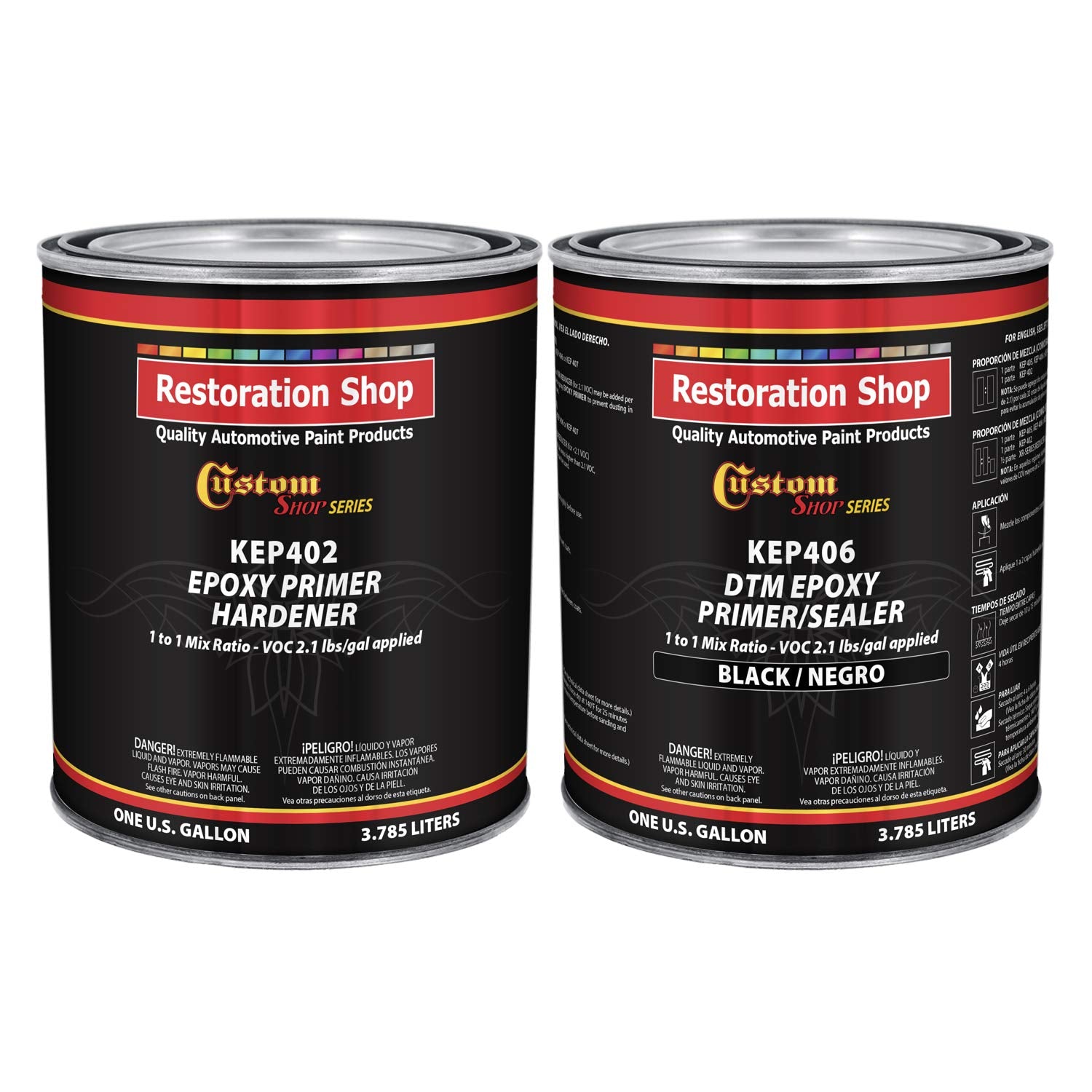Custom Shop - Black Epoxy Primer/Sealer 2.1 Voc (2-Gallon Kit) Anti-Corrosive Dtm High-Performance Primer For Automotive And Ind