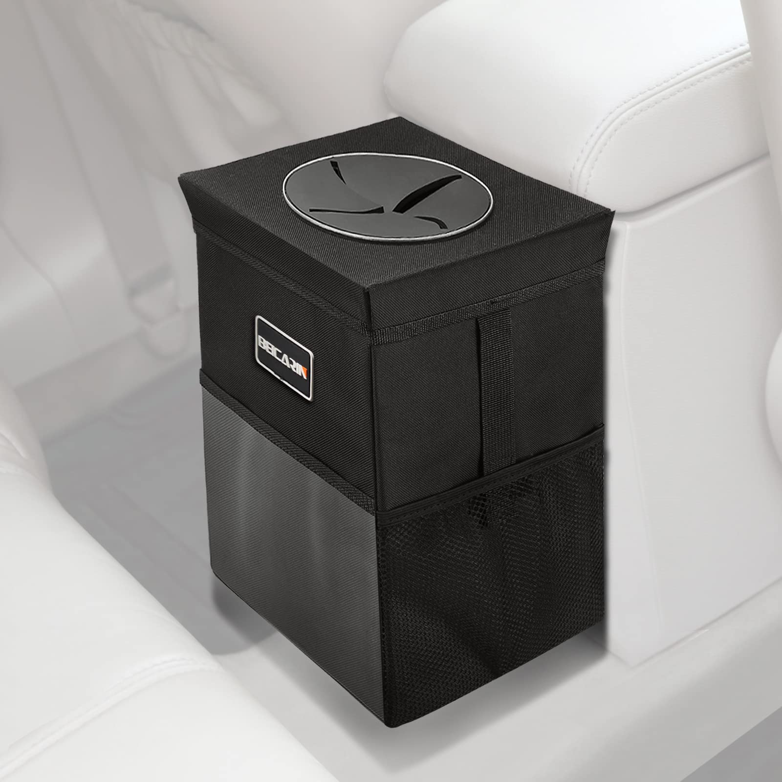 Car Trash Can With Lid - Car Trash Bag Hanging With Storage Pockets Collapsible And Portable Car Garbage Bin, Leak-Proof Car Org