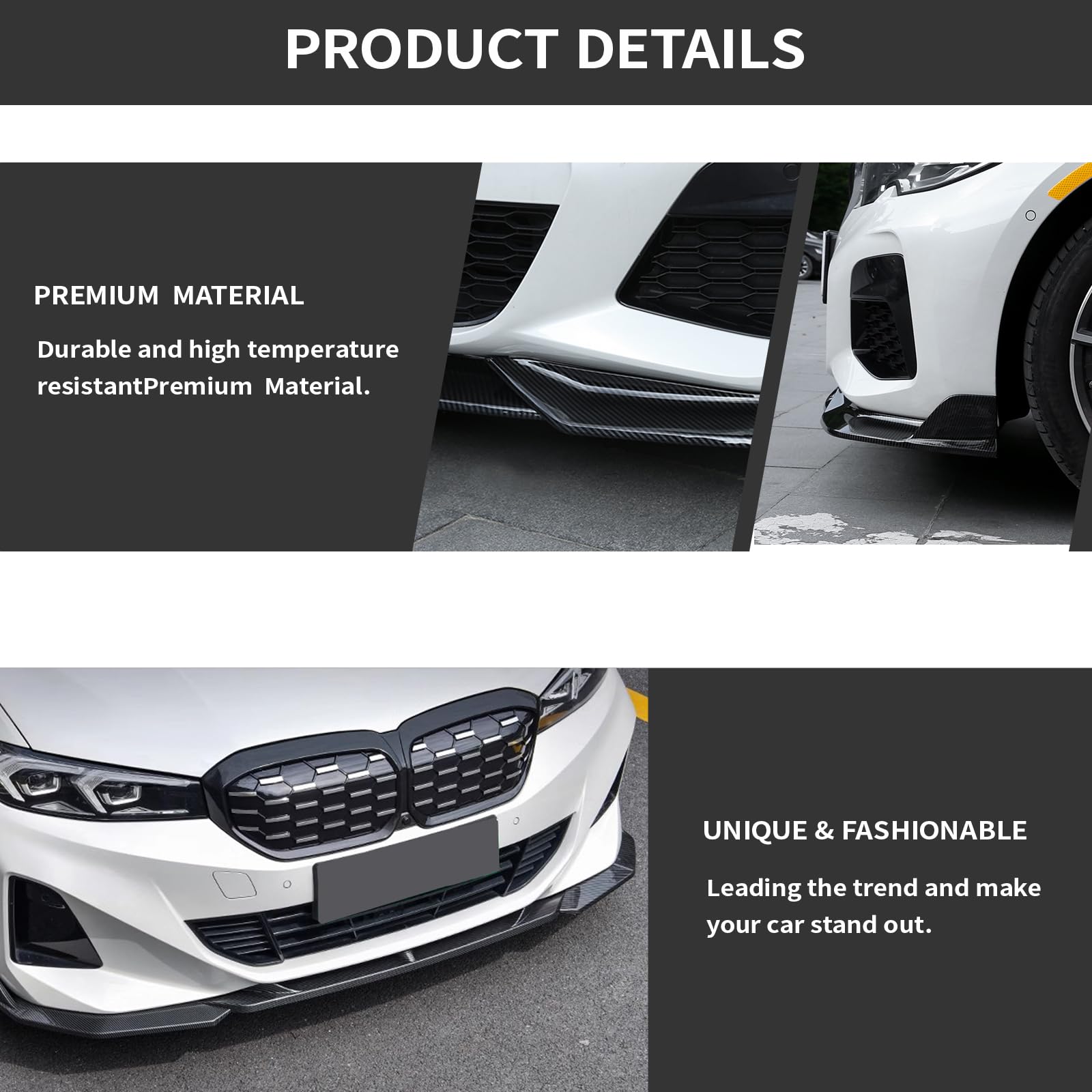 AAriguthel G20 Front Lip Compatible with 2019-2022 3 Series G20 Sedan 320i 330i 330e M340i 318d 320d 330d 3Pcs Lip Chin Spoiler