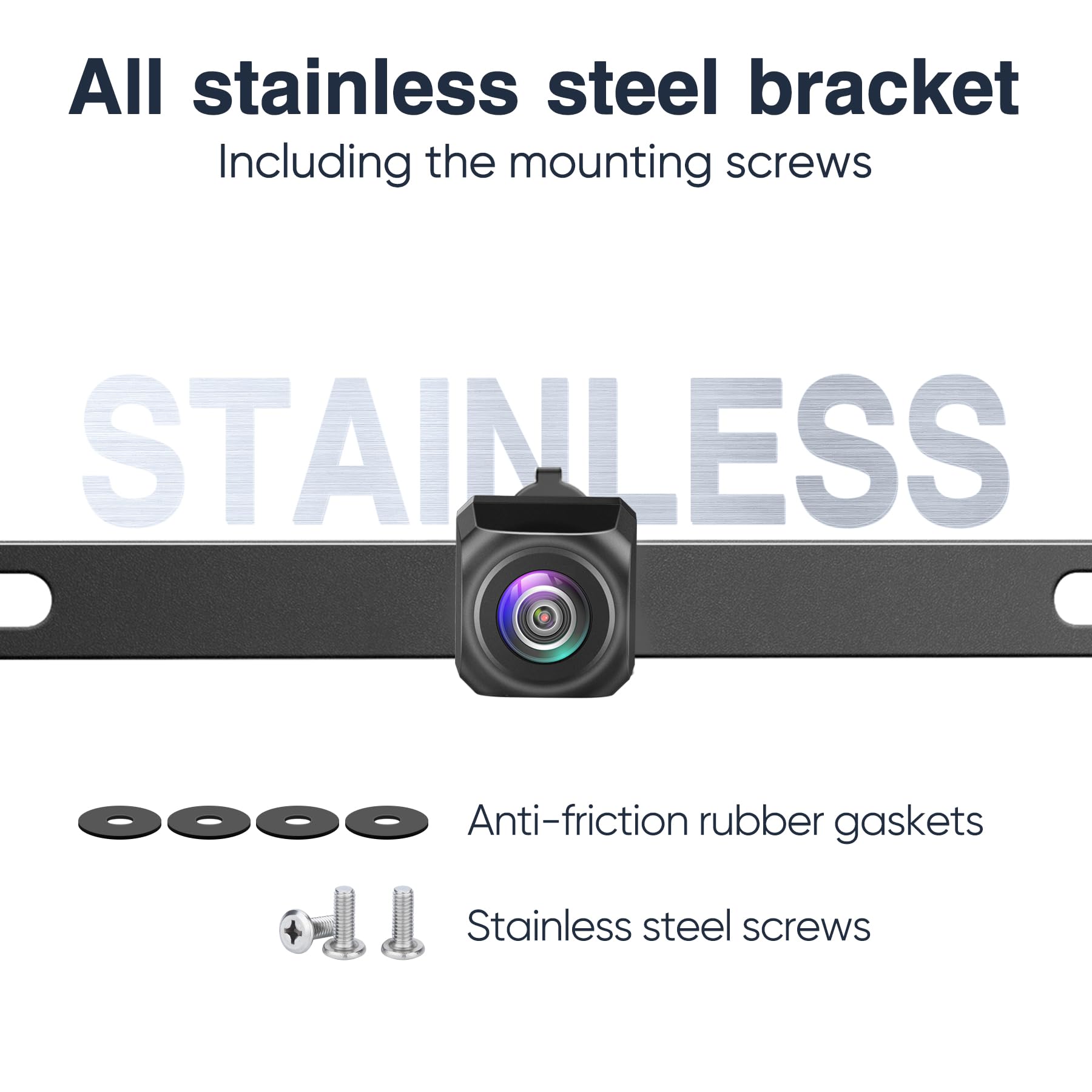 Pixelman 2024 Ahd Backup Camera For Car,Stainless Bracket License Plate Backup Camera,Ip69 Waterproof 145 Universal Rear Camera