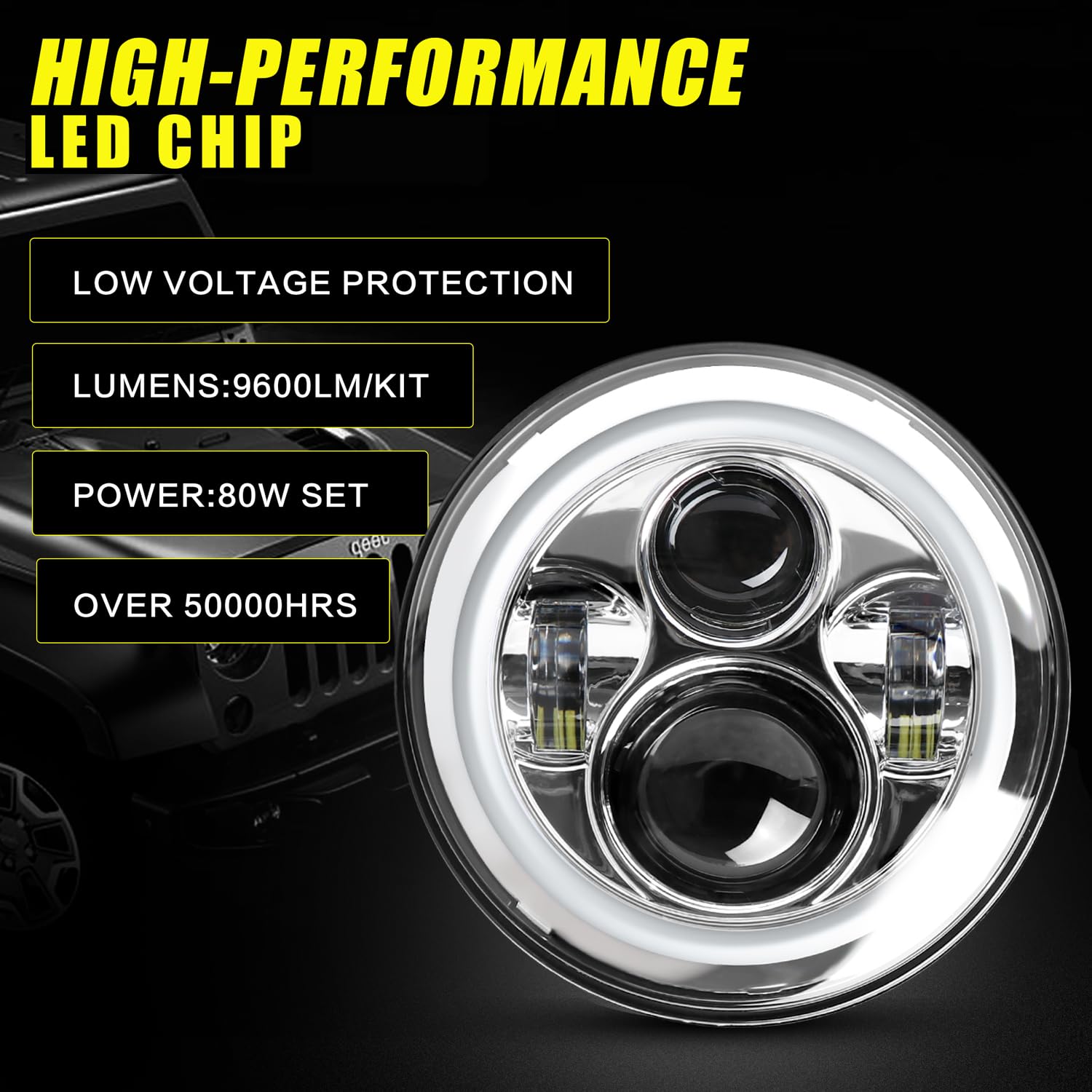 Yeego Direct 7 Inch Motorcycle Led Headlight 4.5 Inch Fog Passing Lights Compatible With Road King Ultra Classic Electra Street