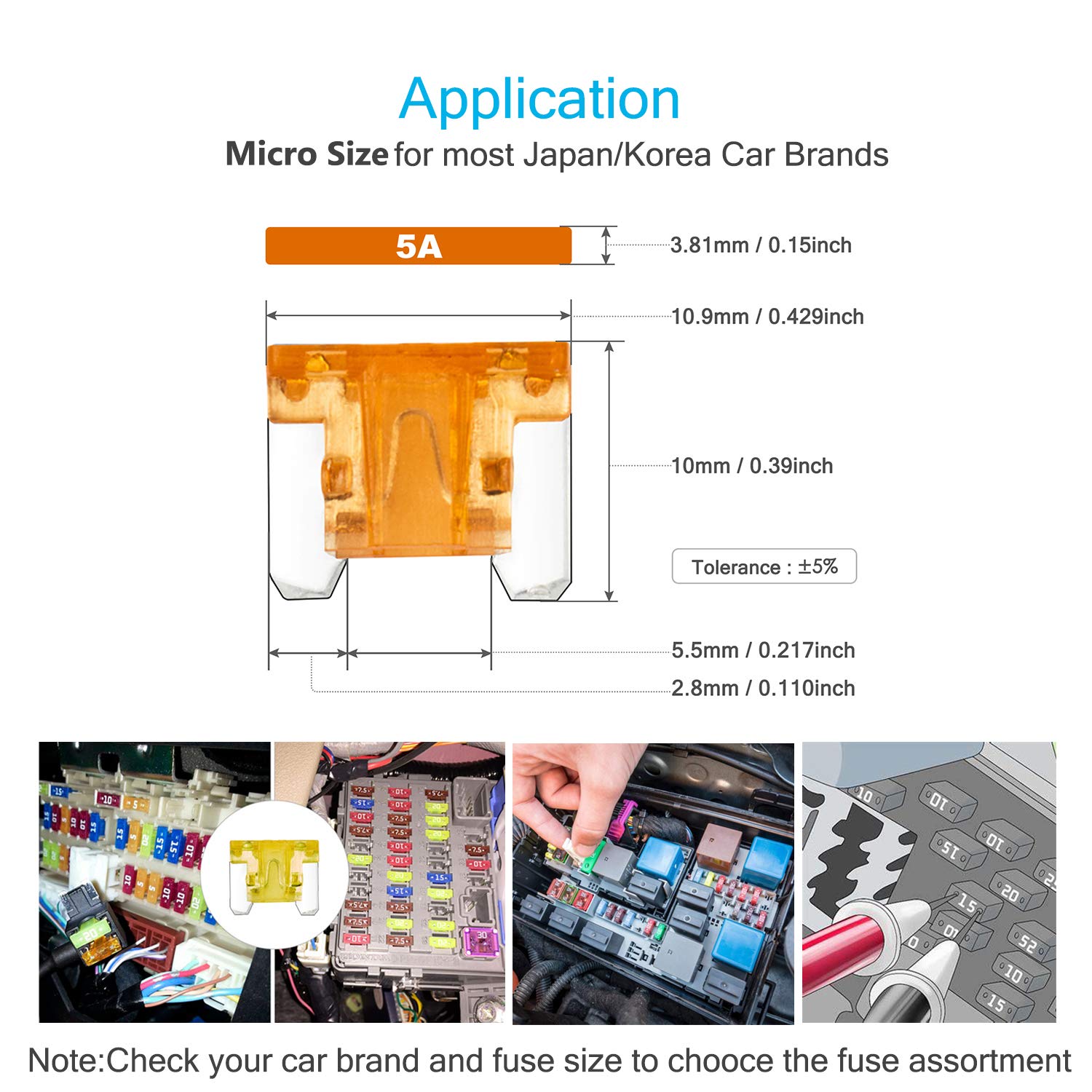 Chanzon Micro Low Profile Mini Blade Fuse Assortment Kit Box (5A 7.5A 10A 15A 20A 25A 30A) For Auto Car Truck Rv Automotive Moto