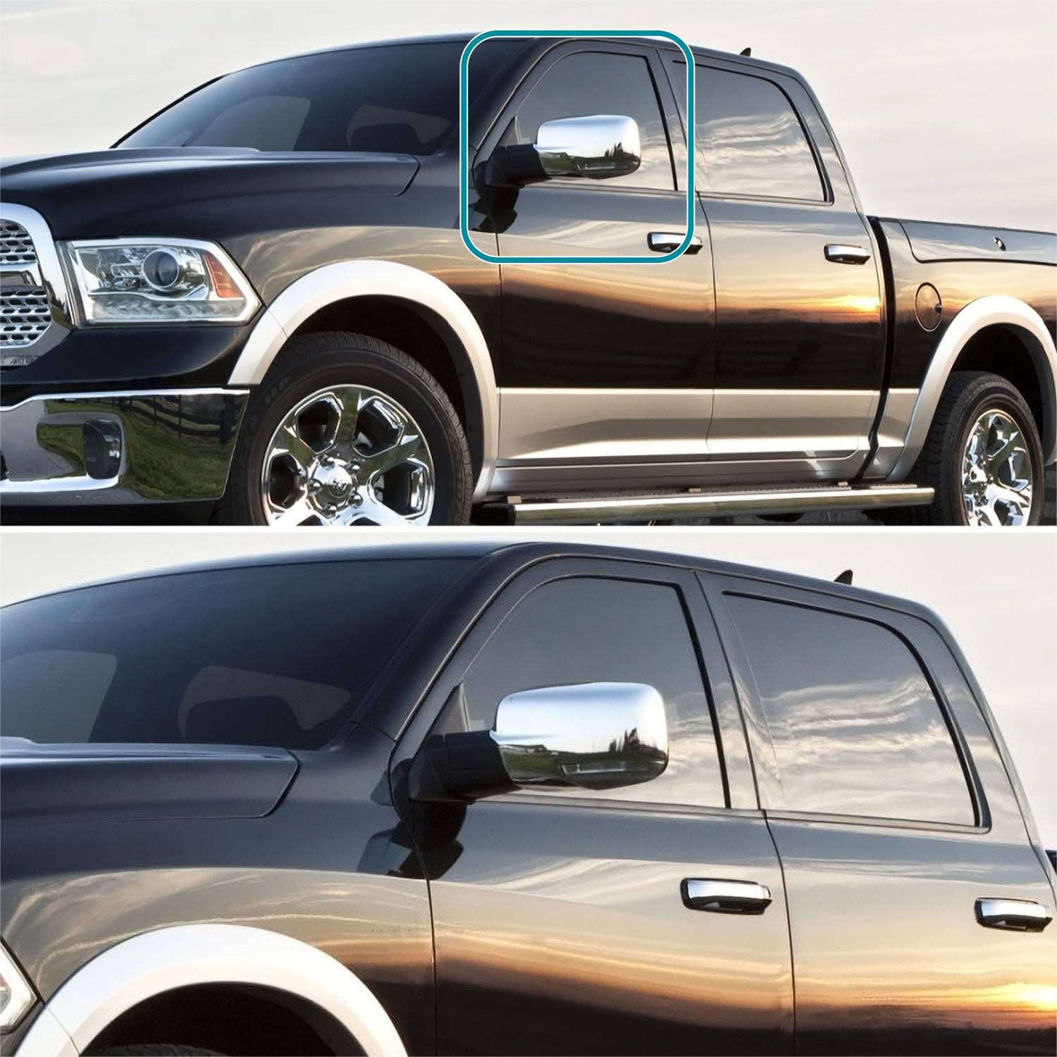 Spec-D Tuning Power Fold Heated Temper Sensor Chrome Left Driver Side Mirror Compatible With 2013-2019 Dodge Ram 1500