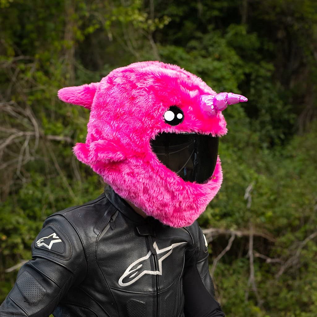Moto Loot Helmet Cover For Motorcycle Helmet, Fun Rides And Gifts (Cover Only. Helmet Not Included) - Pink Narwhal