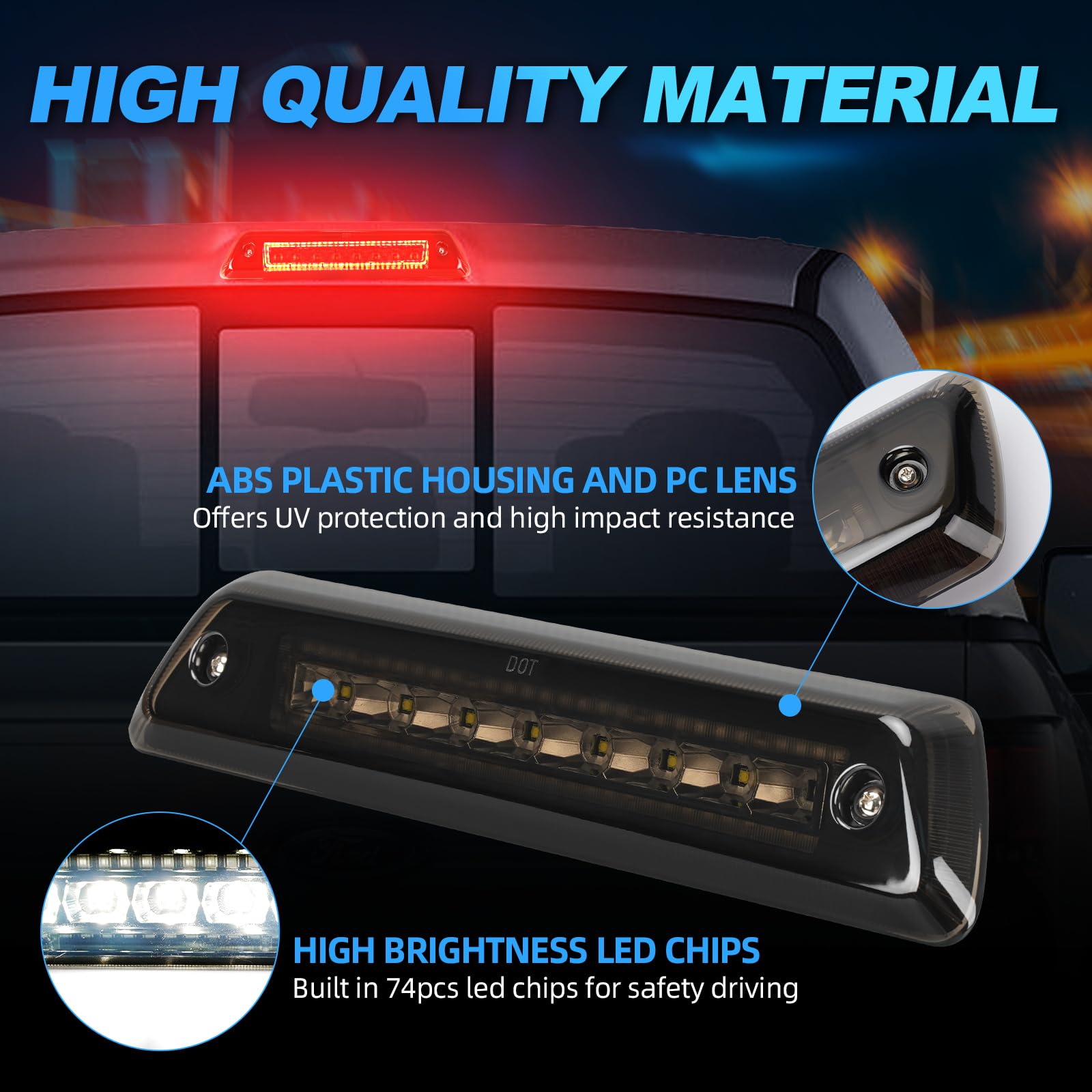 Suparee Led Third Brake Light Smoked Lens Fit For 2009 2010 2011 2012 2013 2014 Ford F150, 3Rd Brake Light Assembly Roof White C