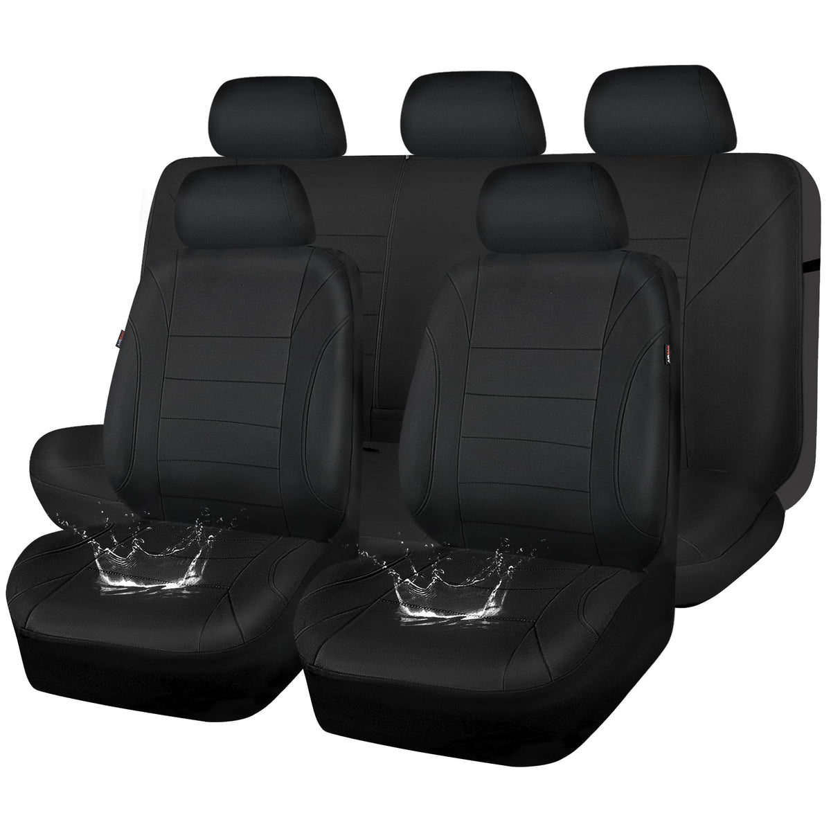 Car Pass Neoprene Waterproof Seat Covers, Universal Fit Black Full Sets, Protective Interior Covers For Auto Suv, Vans, Sedans, 