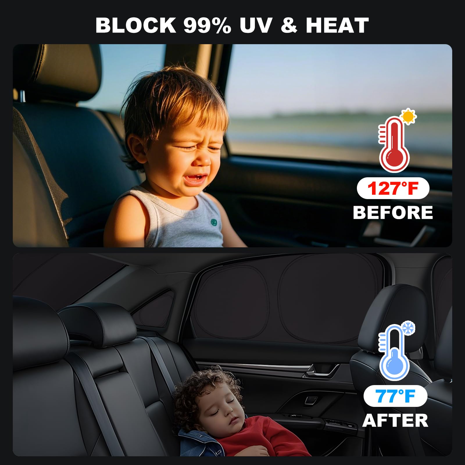 XCBYT 2019-2024 Wrangler Window Shades | 6 Layers Thickened Car Window Covers | 2 in 1 Car Full Window Privacy Curtains | 100% B