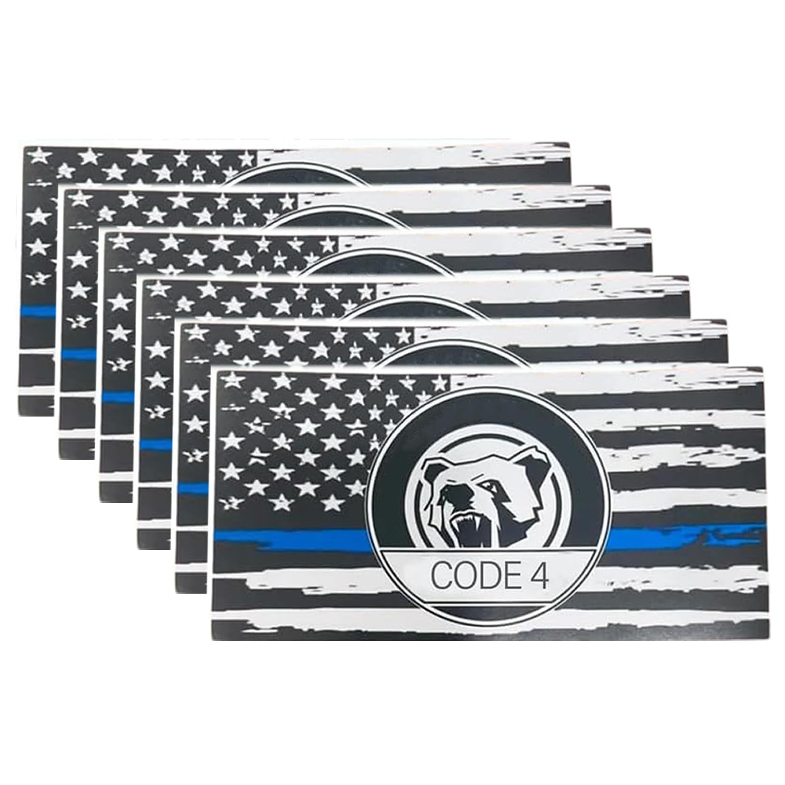 6Pcs Thin Blue Line Flag Car Sticker Decal, Police Support American Flag Bumper Stickers For Cars Trucks Window Laptop, Bandera