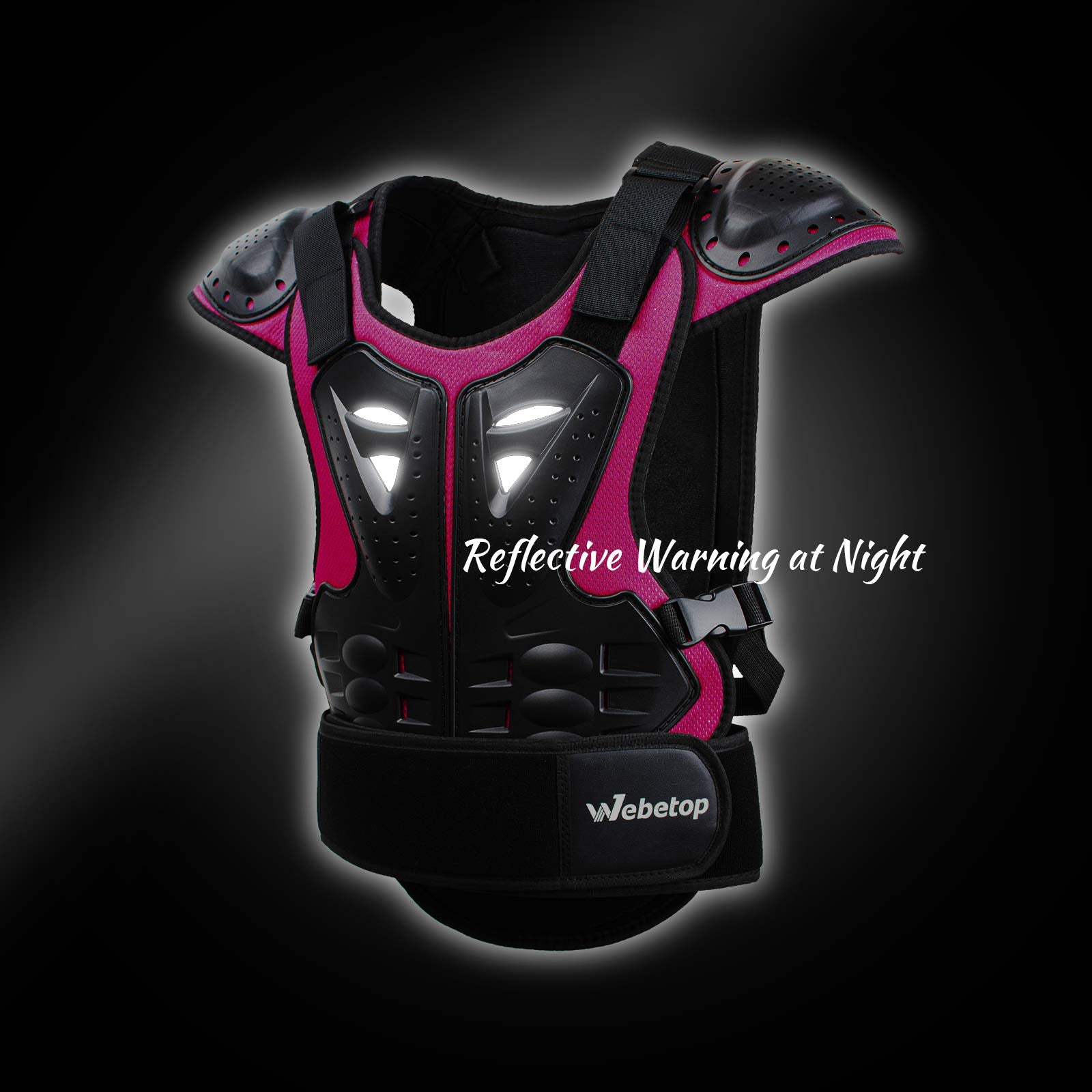 Webetop Kids Dirt Bike Gear Atv Chest Protector Motocross Mountain Bike Girls Chest Protector For Riding 4 Wheeler Mtb Black/Pink M