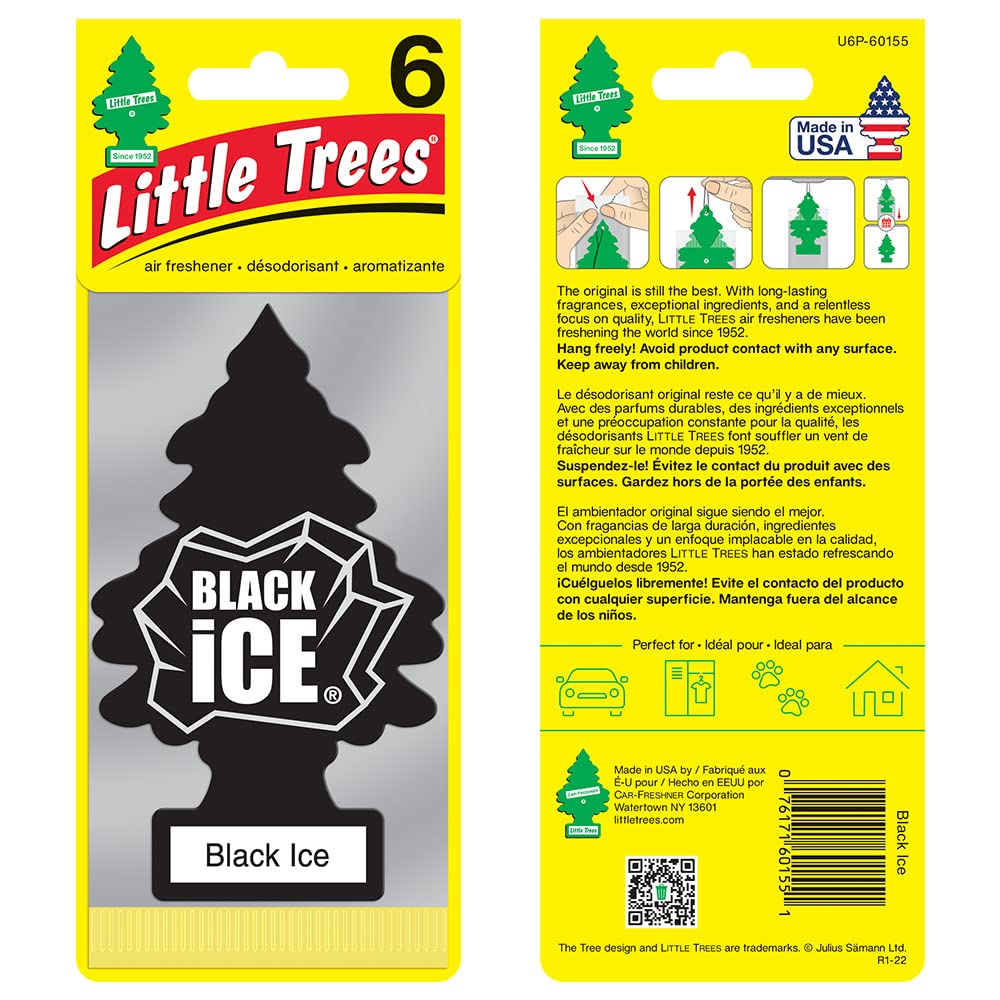 Little Trees Air Fresheners Car Air Freshener. Hanging Tree Provides Long Lasting Scent For Auto Or Home. Black Ice, 24 Air Fresheners