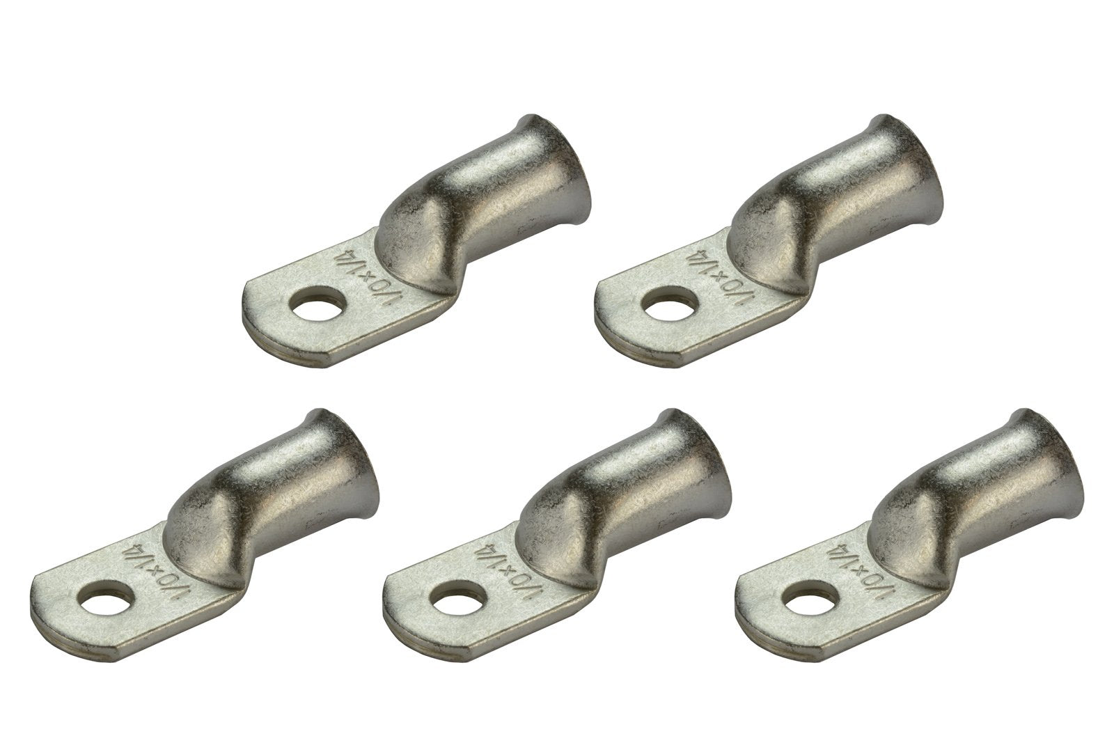 Temco 5 Pack Tinned Copper Welding Battery Cable Ends, Lugs Terminal 1/0 Awg 1/4'' Hole - Marine Grade (6 Awg To 1/0 Awg Options