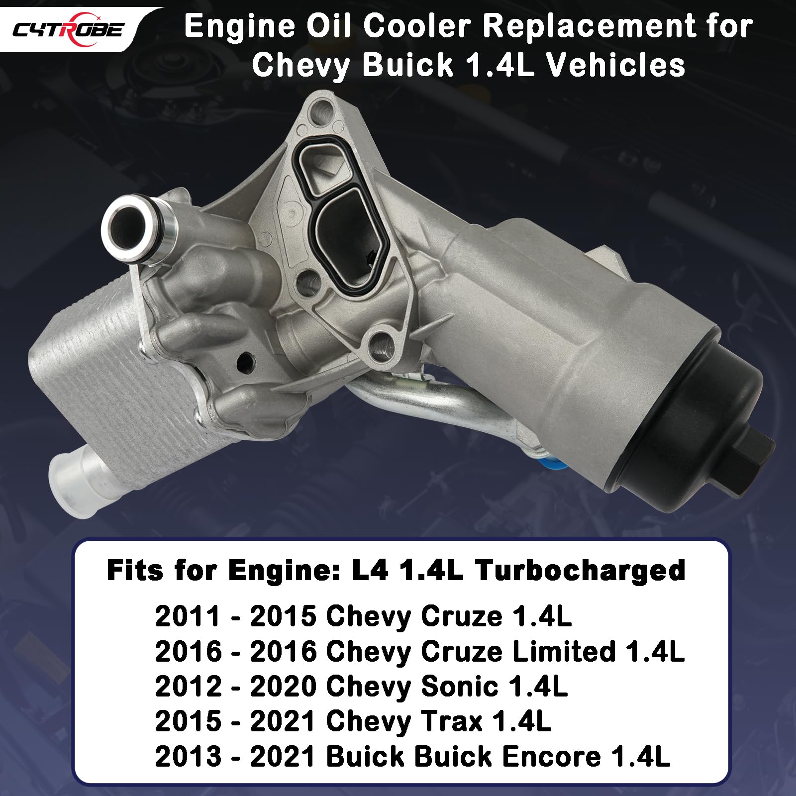 Engine Oil Cooler Filter Housing Assembly Adapter with Gasket, Filter Insert, Cap Compatible with 2011-2021 Chevy Cruze Sonic Tr