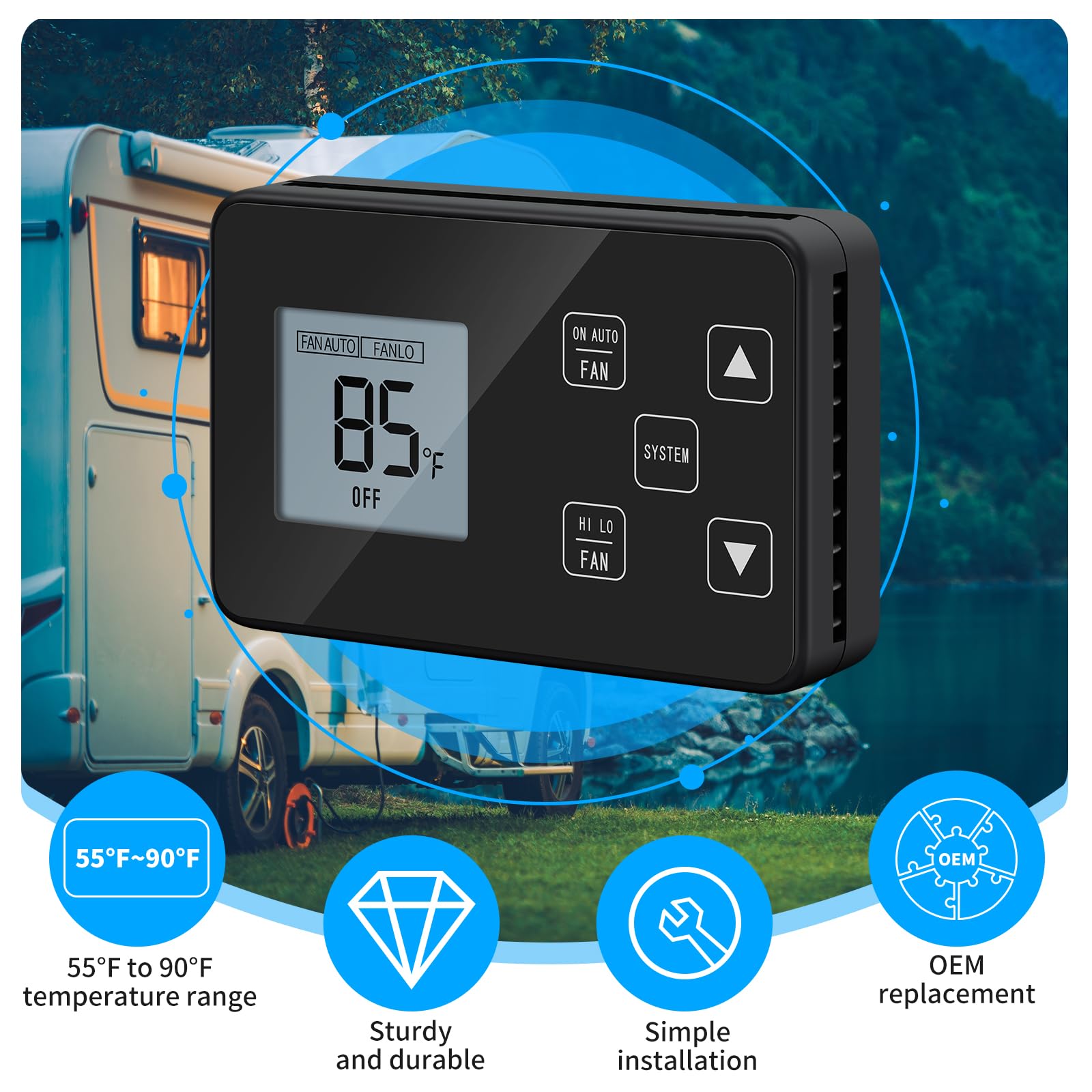 Briidea Rv Thermostat Compatible With Coleman 7330 * 335*, 7330 * 385*, 7330 * 336* Series, Camper Thermostat With Digital Lcd S