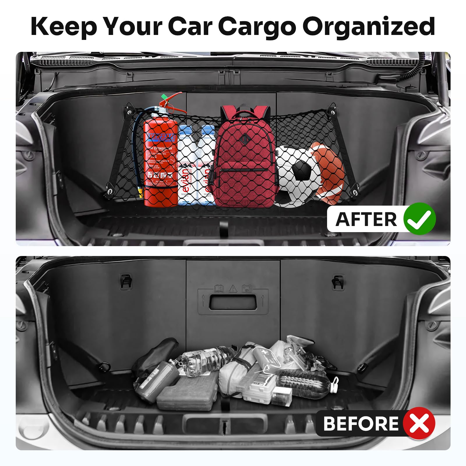 Canvcle Front Trunk Frunk Cargo Net for 2022-2025 Ford F-150 Lightning Accessories Stand Envelope Style Mesh Trunk Net Organizer