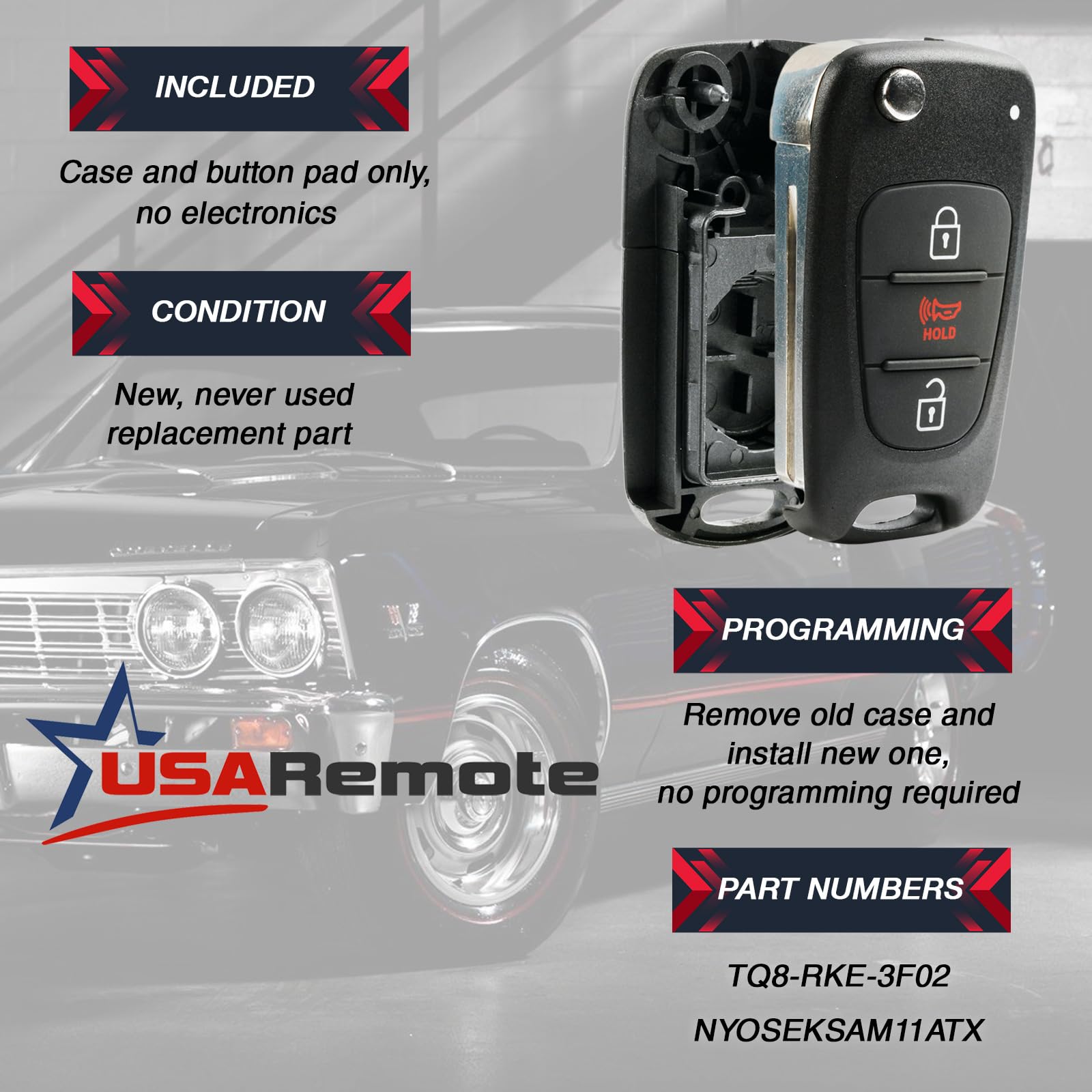 Fits 2012-2014 Kia Rio / 2010-2013 Kia Soul Flip Key Fob Remote Case Shell (Nyoseksam11Atx)