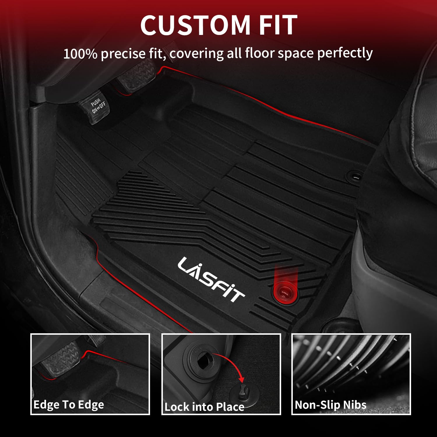 Lasfit Floor Mats For Toyota Tundra 2014-2021 Crewmax Cab, All Weather Custom Fit Floor Liner For Tundra Sr5/Trd/Limited Tpe Mat