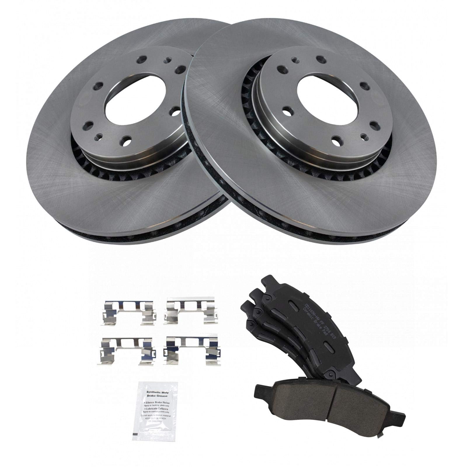 Trq Front Brake Pad & Rotor Kit Brake Pads Brake Rotor Ceramic Compatible With 2006-2007 Buick Rainier 2006 Chevrolet Ssr 2006-2