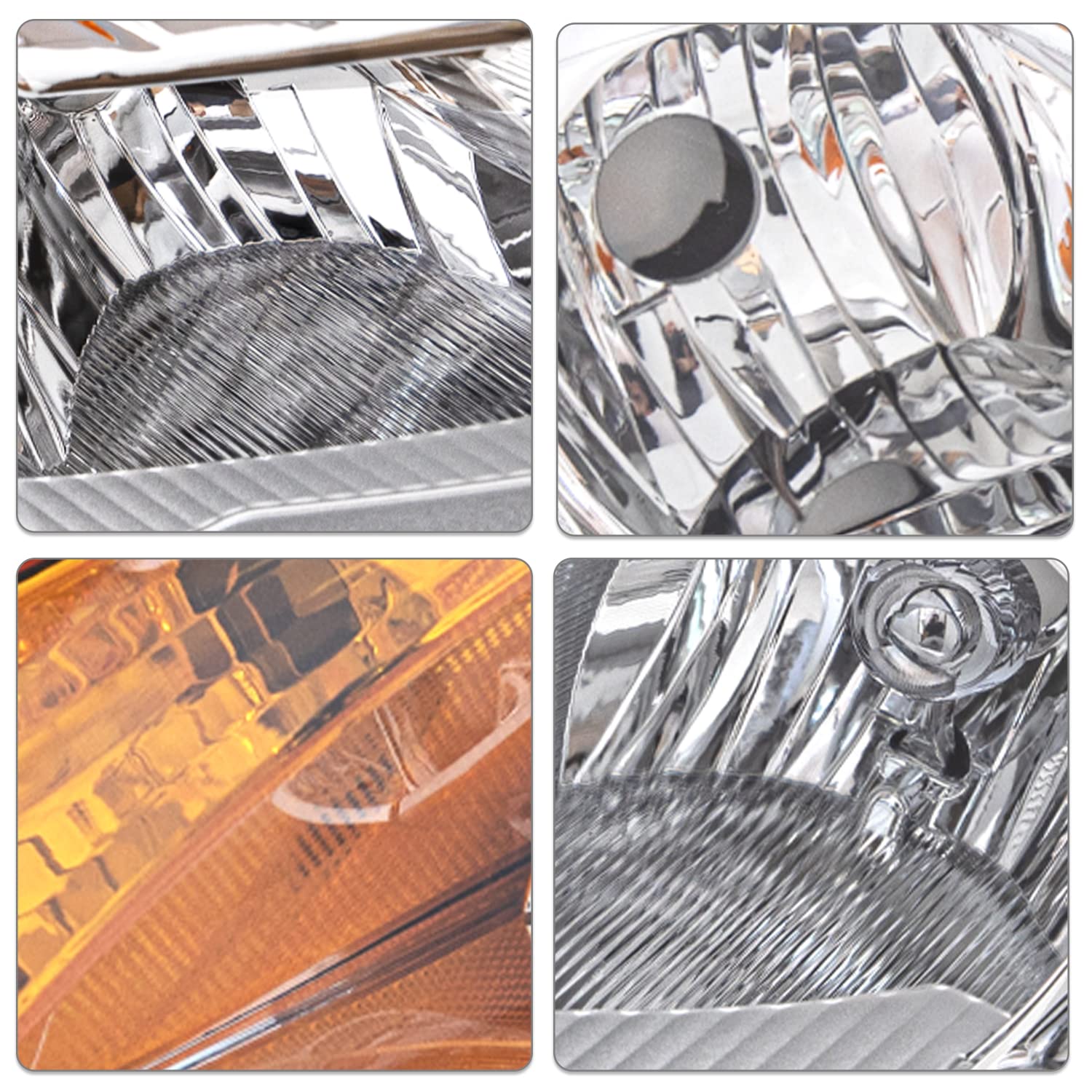 Sockir Headlight Assembly Fits For 2007 2008 2009 Nissan Altima 4-Door Sedan Headlamp Replacement Driver And Passenger Side Chrome Housing With Amber Reflector