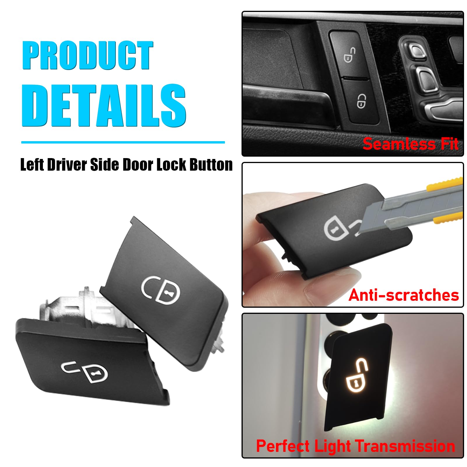 Jaronx Compatible with Mercedes Benz Door Lock Button Door Lock Switch, Door Buttons Lock Unlock Button for B-Class W246,C-Class W204,E-Class W212,ML W166,CLA W117,GLK X204,GL X166,CLS (Driver Side)