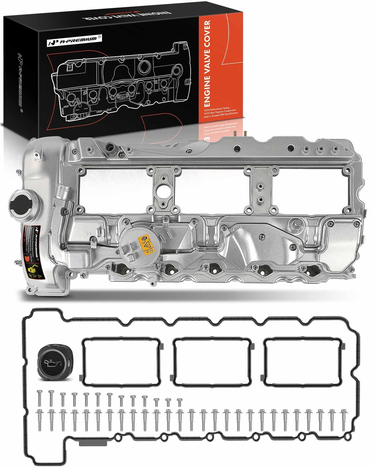 A-Premium Upgraded Aluminum N55 Engine Valve Cover Kit Compatible with 2011-2019 BMW Model - 328i 335i 435i 530i 535i 640i 740i 
