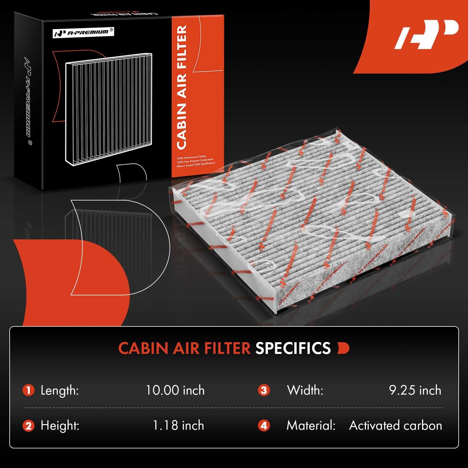 A-Premium Cabin Air Filte with Activated Carbon - Compatible with Audi & Volkswagen Models - A3, A3 Quattro, Q3, S3, TT Quattro, Jetta, Golf, Tiguan, Atlas, GTI