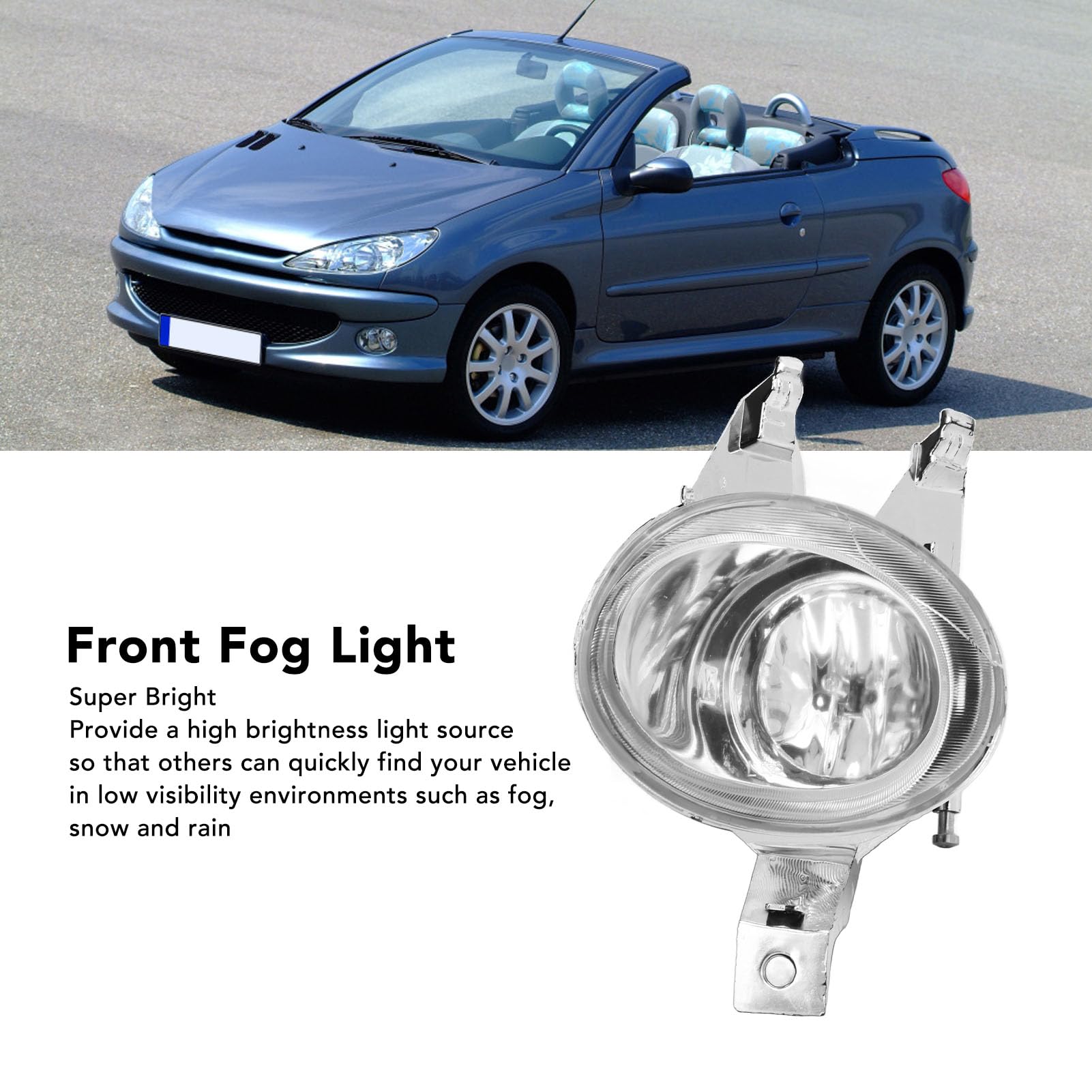 Front Led Fog Light, Fit For Peugeot 206 2000-2008, Front Bumper Accessories Driving Light, Front Bumper Fog Lamp (Left 6204T2)