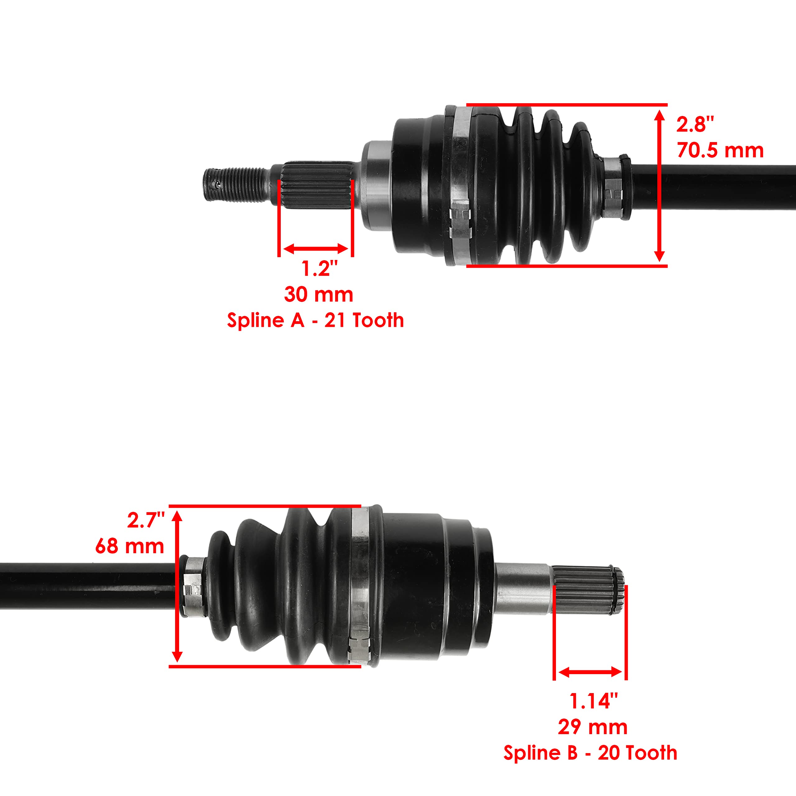 Caltric Front Left And Right Cv Joint Axle Compatible With Honda Trx500Fm Foreman 500 4X4 2005-2013
