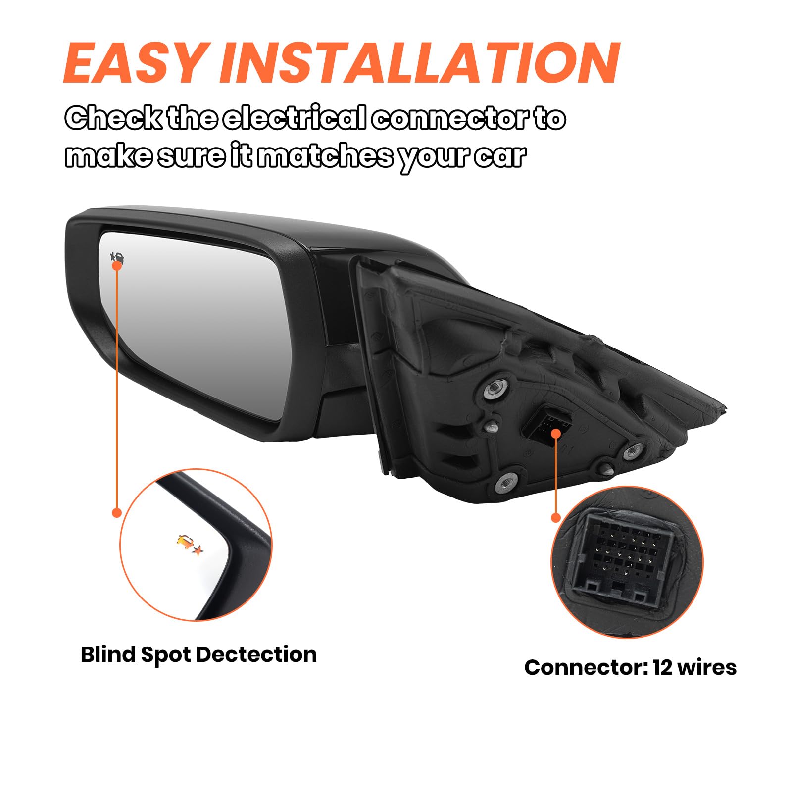 Mofoap Driver Side View Mirror Compatible With Chevy Malibu 2016 2017 2018 2019 2020 2021 2022,Mirrors With Blind Spot Detection