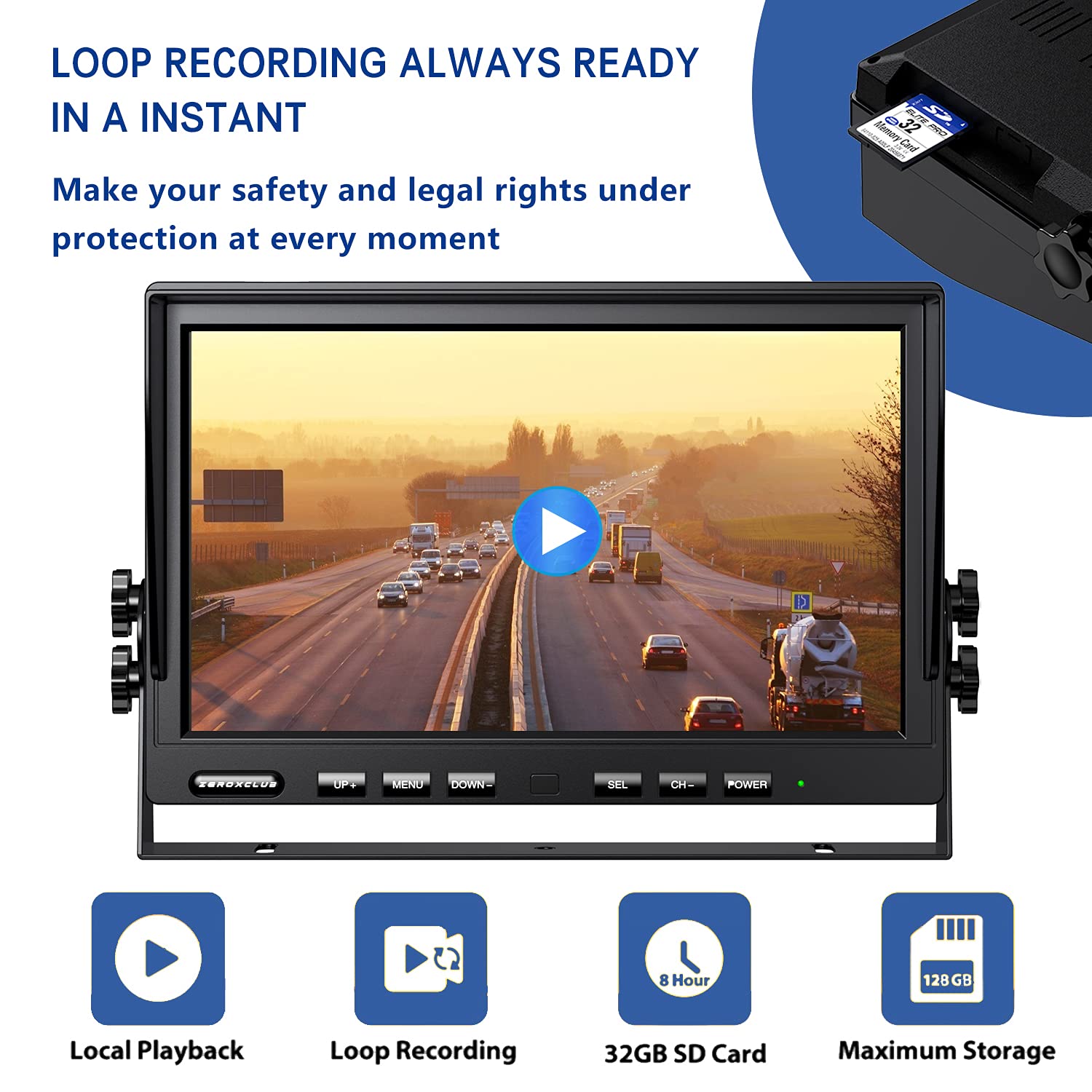 Zeroxclub 1080P Wireless Backup Camera System With 10 Inch Dvr 4 Split Monitor, Ip69 Waterproof Stable Signal Record Wireless 1