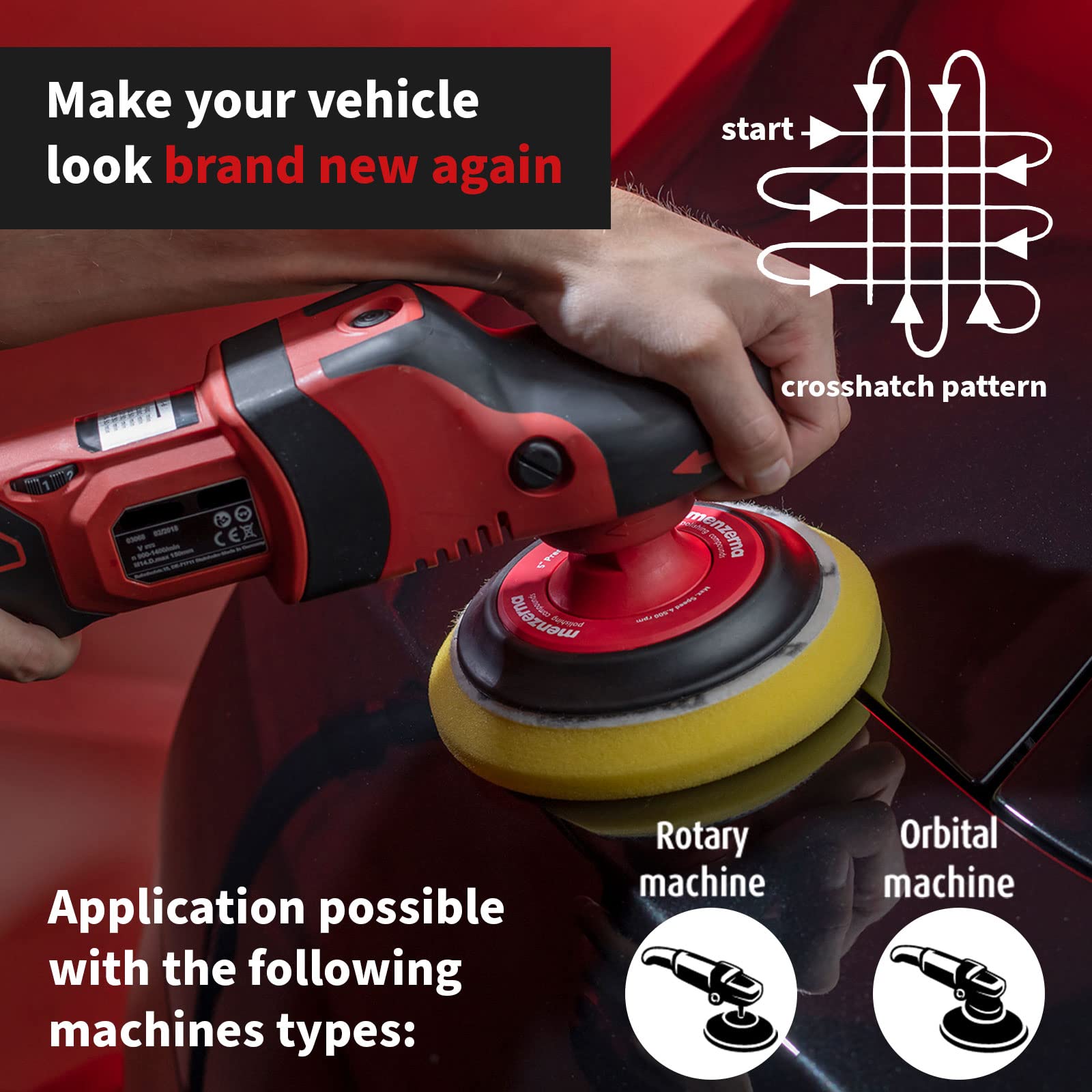 menzerna 3.5 Inch 2X Premium Polishing Pads Medium Cut for Medium Fine Polishing I Body Repair & Detailing Pads with Safety Edge