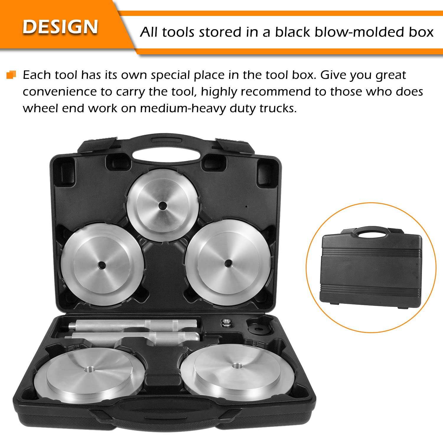 61850 Truck Hub Seal Installer Kit Fit For Size Seal For Class 7 & Class 8 Trucks, Trailers And Some Medium Duty Trucks, 5 Pcs