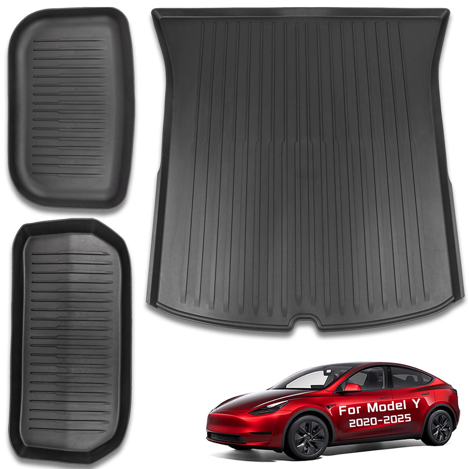 Cyberbeans All Weather Cargo Liners For Tesla Model Y Trunk Mats,Front And Rear Frunk Trunk Tray Mats Protector 2021 2022 2023 2