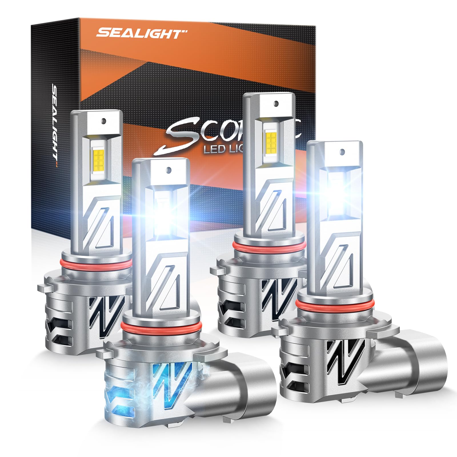 Sealight ???????? ???????? Fog Light Bulbs Combo, 64,000Lm Super Bright, 1:1 Real Size, 6500K Cool White Light Bulbs, 4 Pack