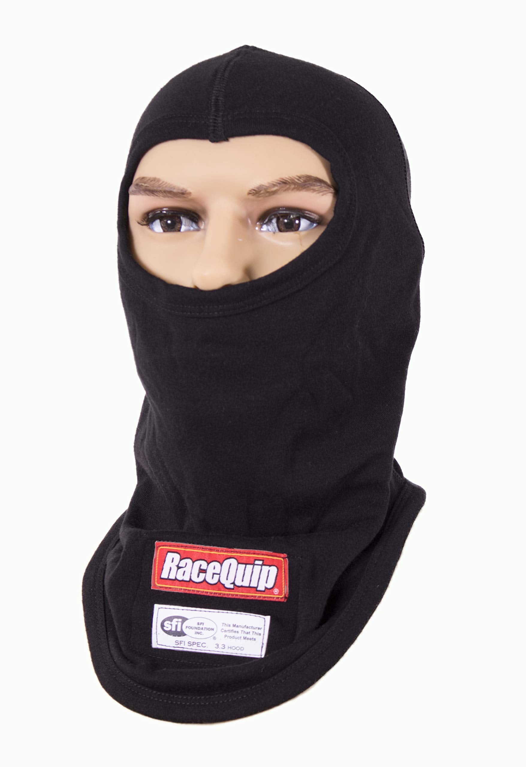Racequip Underwear Head Sock Balaclava Sfi 3.3 Fire Retardant Fr Single Layer Hood Black Large 433991