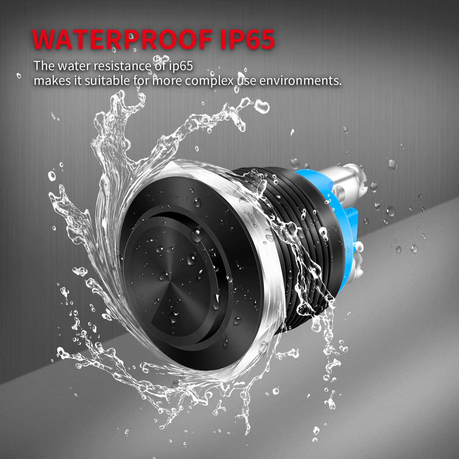 Daiertek 12V Momentary Horn Push Button Switch Black Metal Waterproof 19Mm Round Starter Power Switch For Rv Truck Boat Marine - 2Pcs