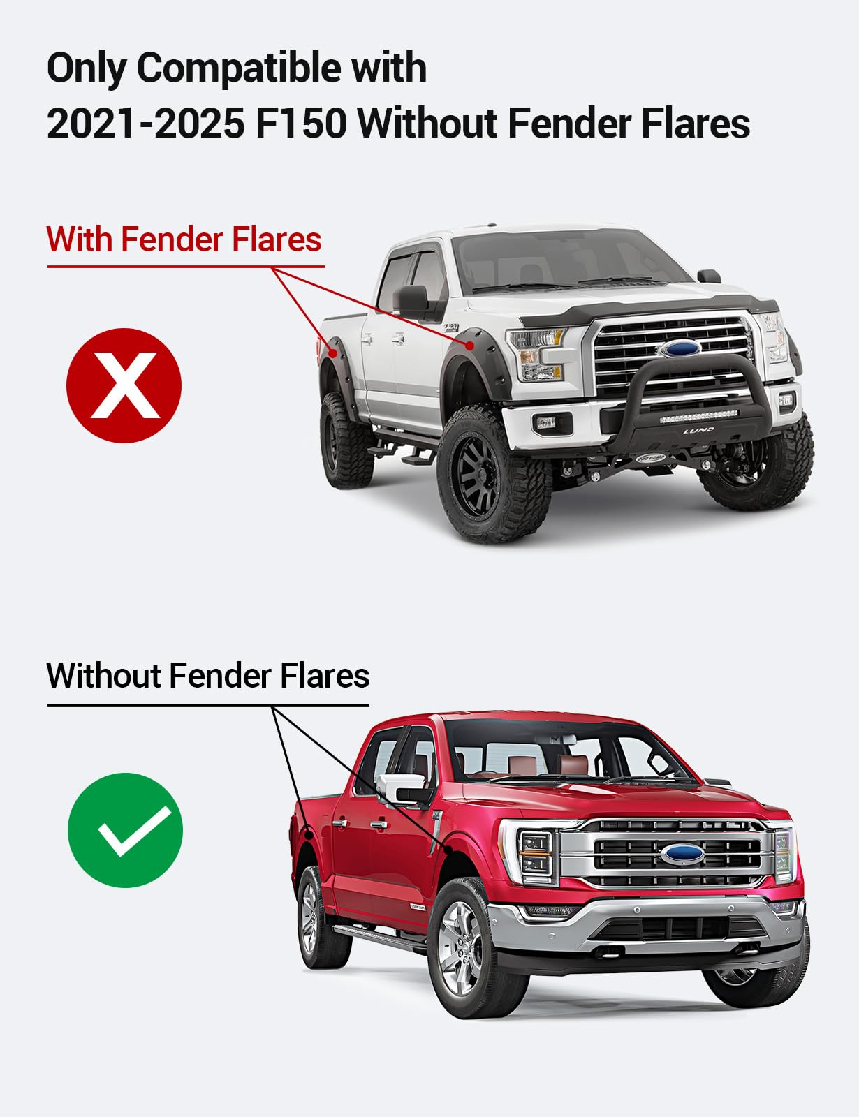 Mud Flaps Fit For 2021 2022 2023 Ford F150, All Weather Guard Mud Guards Splash Front Rear 4Pc Set (For Trucks Without Fender Fl