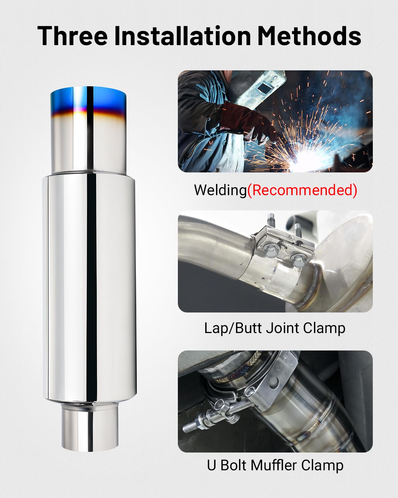 Evil Energy Exhaust Muffler,Stainless Steel Exhaust Tip,Universal 18.5 '' Length (Burnt,3 '' Inlet 4 '' Outlet)