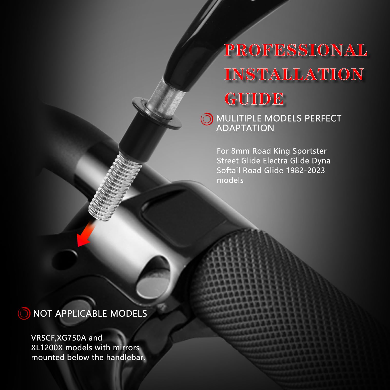 Ldjxdadi Motorcycle Rear View Mirrors For Harley Sportster Road King Street Electra Glide Road Glide Dyna Softail 1982-2023 (Black)