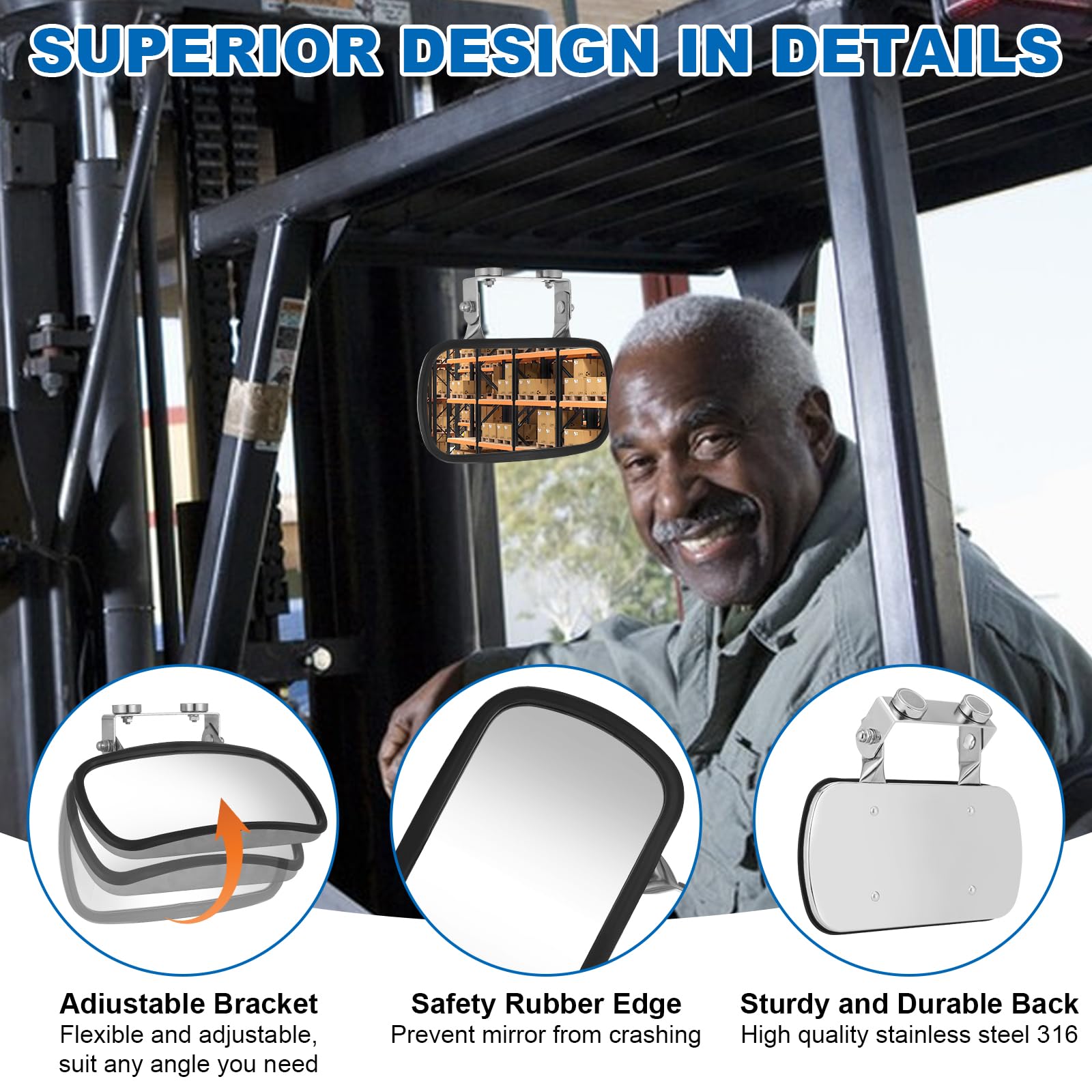 Strong Magnetic Tractor Side Mirror Compatible With Kubota Mahindra John Deere Tractor Accessories, Golf Cart Rear View Mirror,