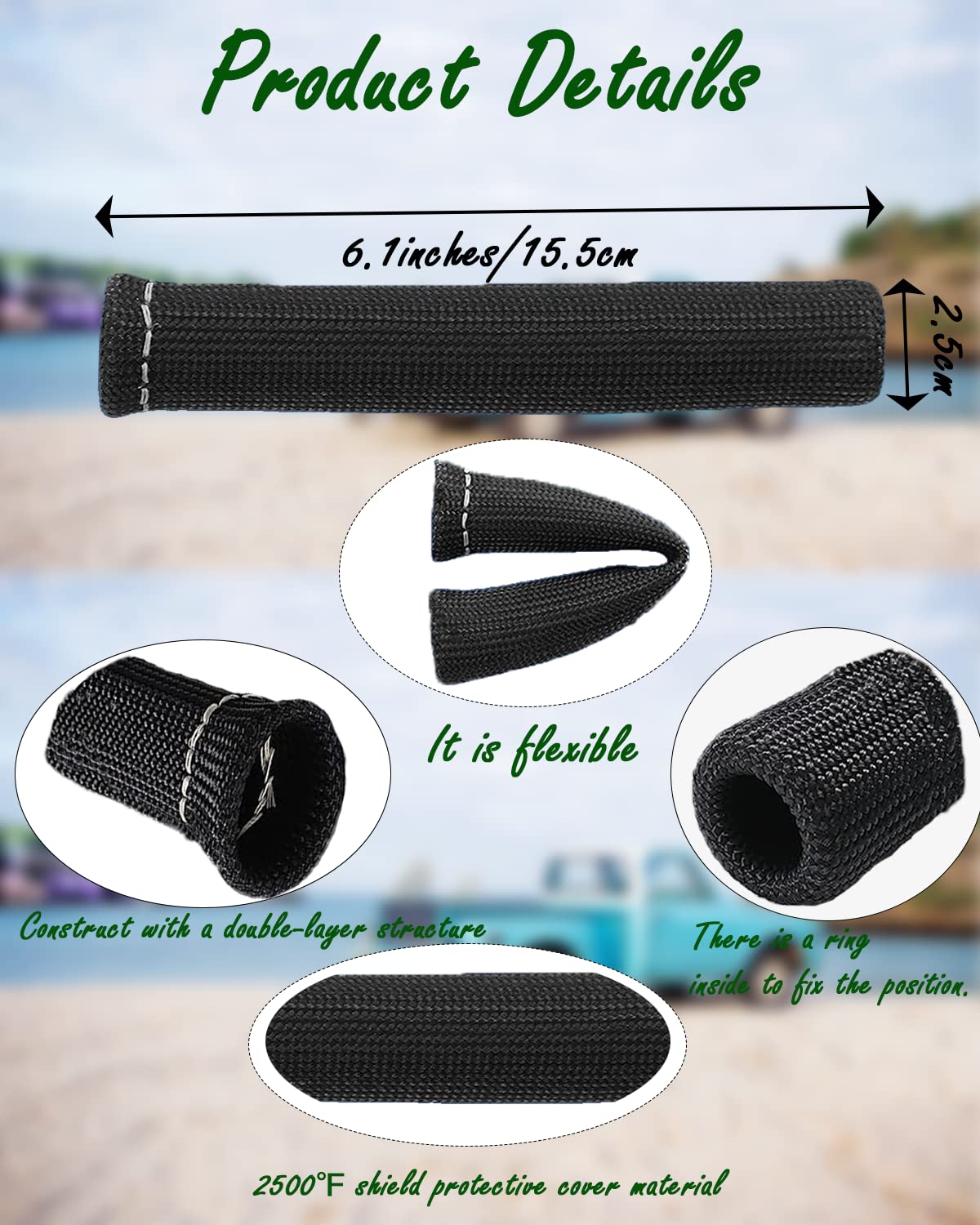 Spark Plug Wire Insulators Boot - 8 Pcs 2500 Spark Plug Wire Boots Protector, 6 Inches Spark Plug Heat Sleeve Protection Cover R