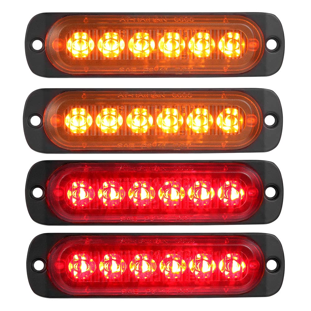 At-Haihan Aluminum Red And Amber Led Trailer Clearance And Side Marker Lights, Dot Compliant Waterproof Surface Mount Lighting F