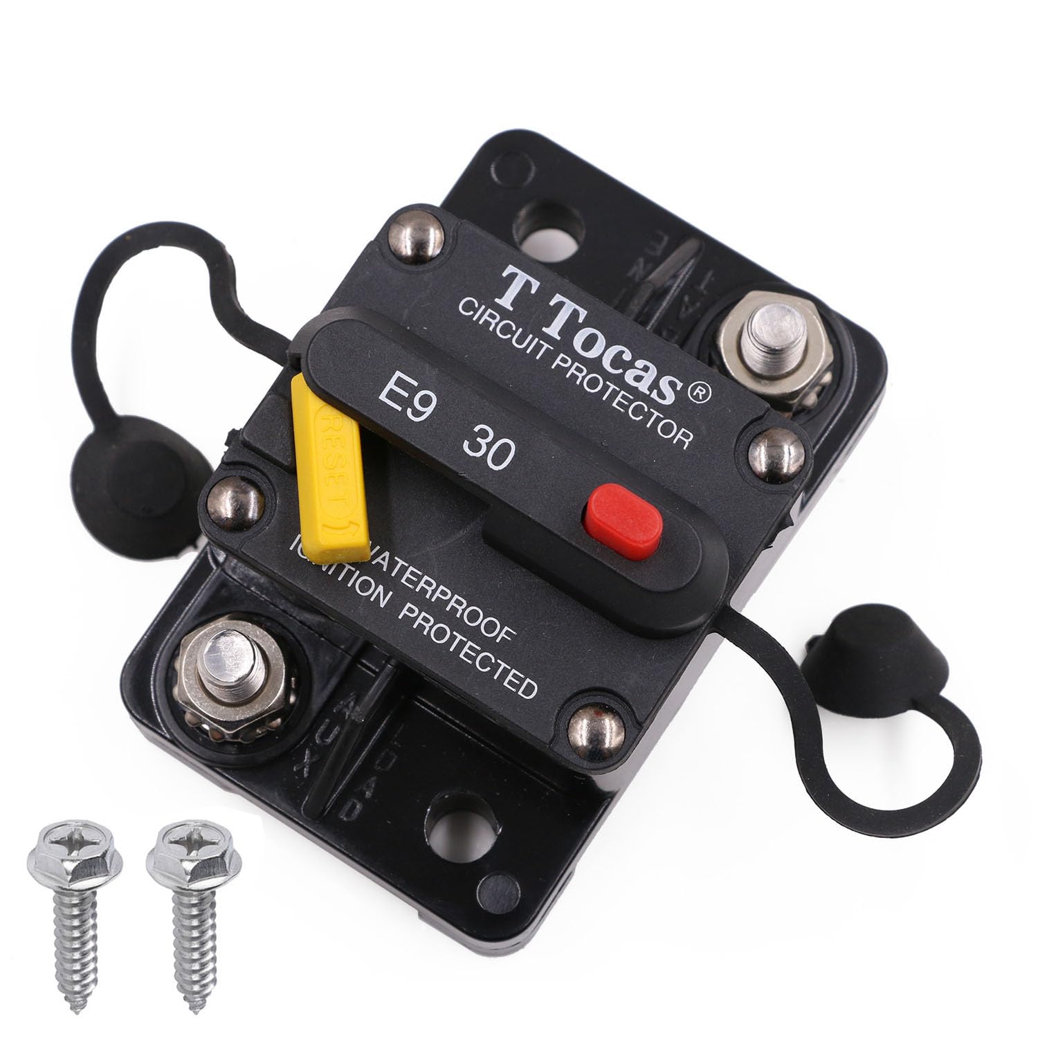T Tocas 30 Amp Circuit Breaker 12V - 48V DC with LED Indication Manual Reset for Trolling Motor Marine Waterproof IP67 30A