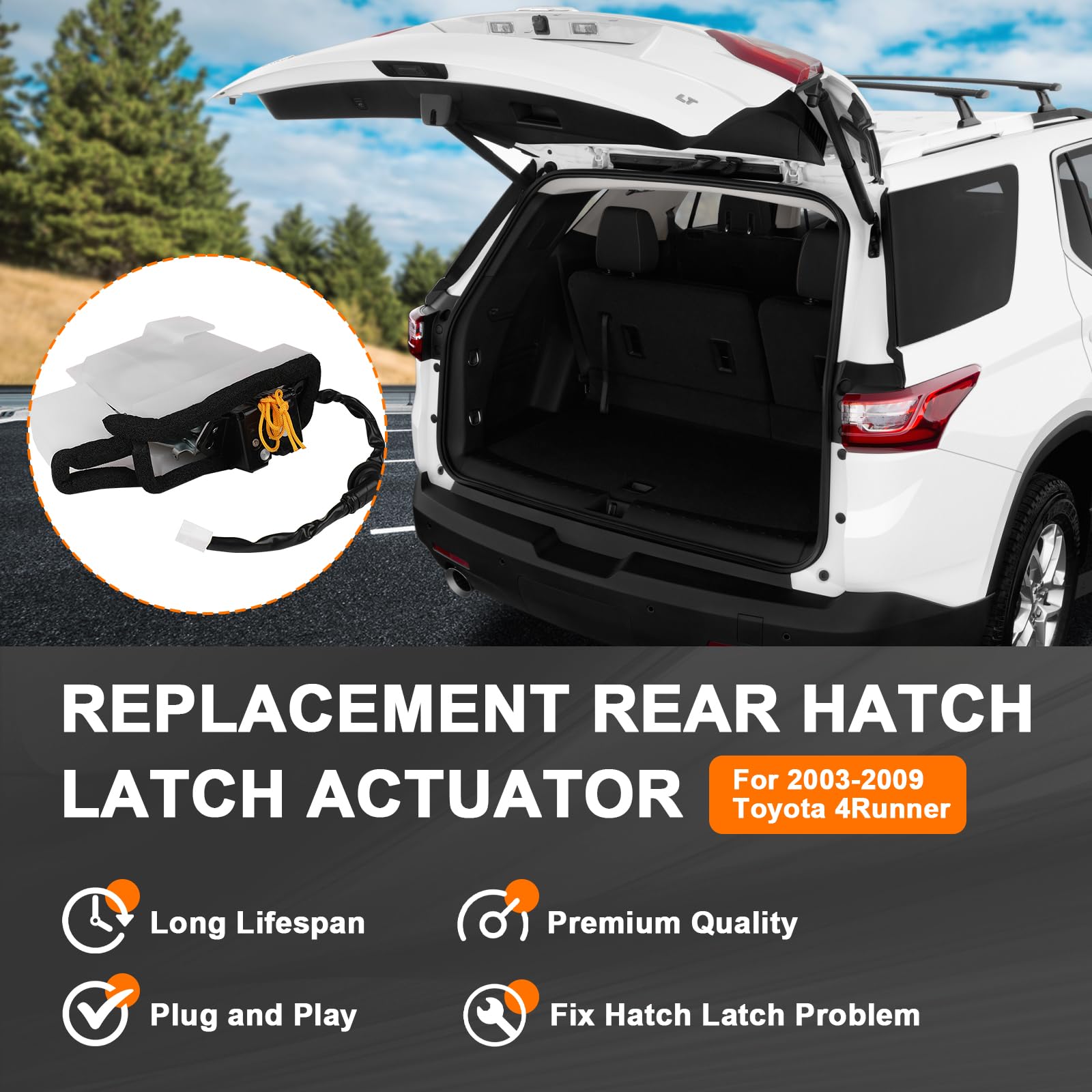 Rear Hatch Latch Actuator For Toyota 4Runner 2003-2009 Back Door Lock Assembly Trunk Latch Replace Toyota 69110-35090 69110-35062 69110-35060 Tailgate Lock Liftgate Actuator Rear Gate Latch Motor