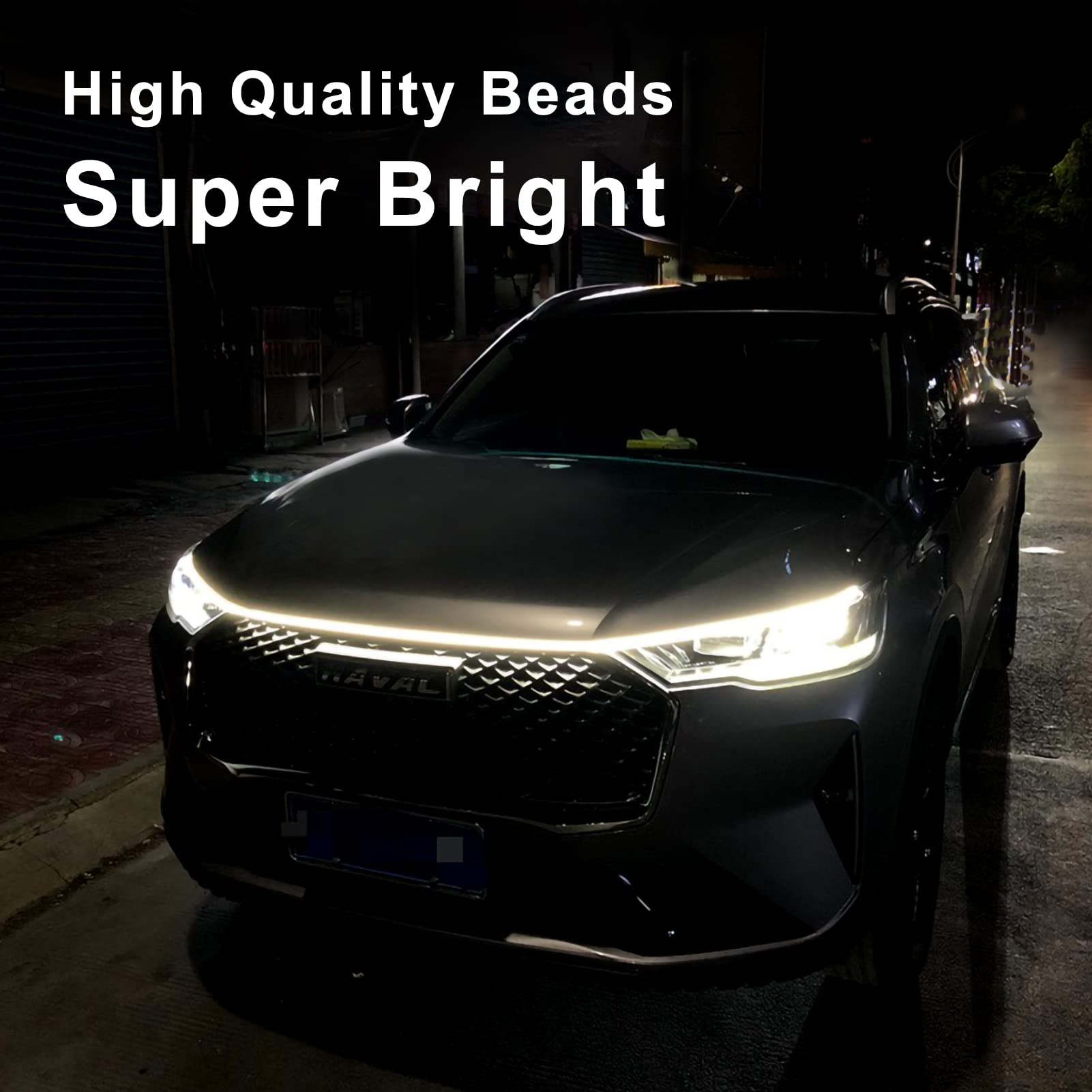 Silverholder Car Hood Light Strip White 70 Inches Exterior Flexible Daytime Led Running Light For Cars, Suvs, Trucks